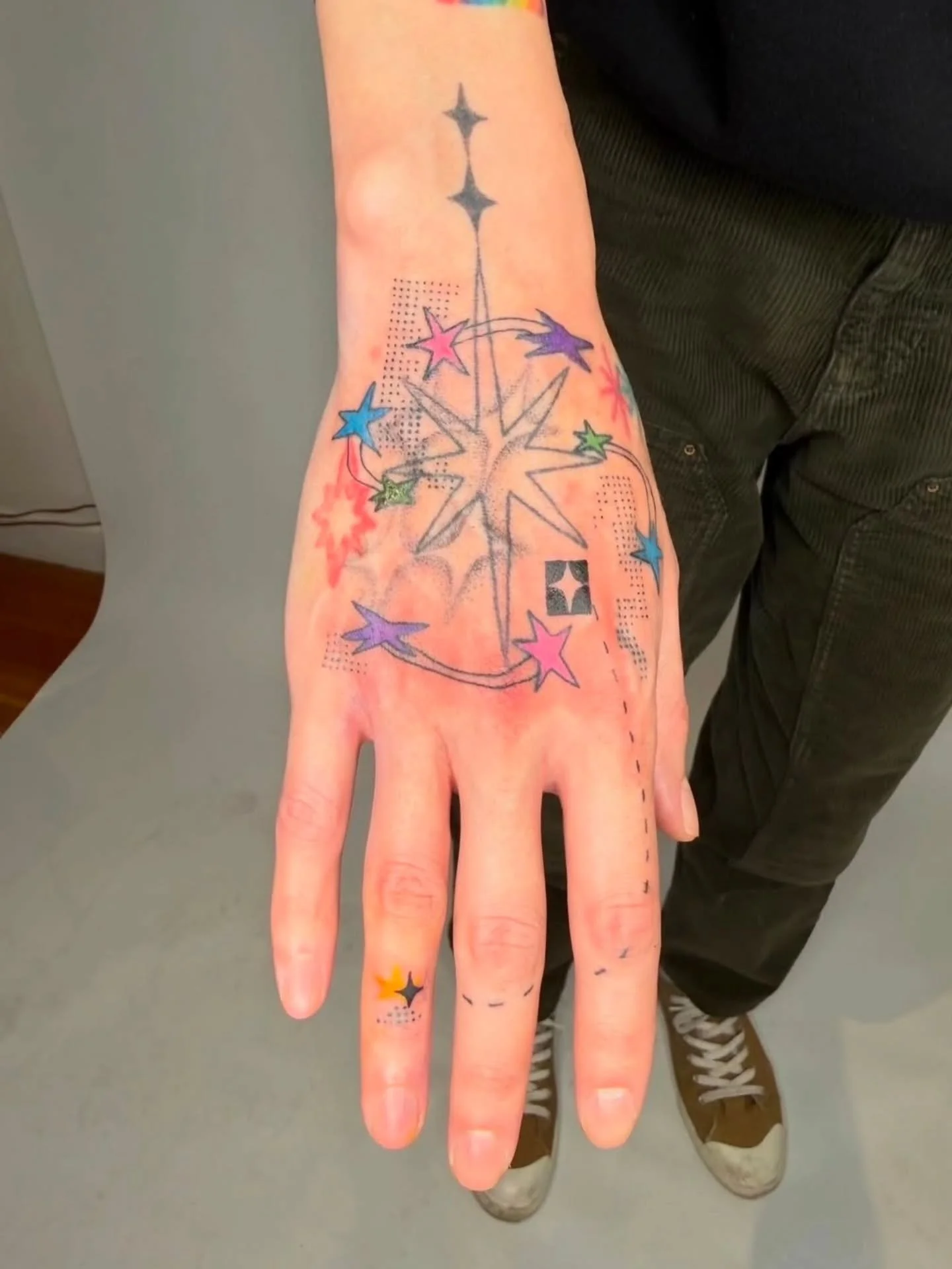 Dancing Stars 💫💫💫 by @laylachenyz 
Booking April + March 
.
Upcoming: 
Apr 18 - We Love Music Too Flash Day, 12pm 
Apr 25 - Signal / Bloom live music night, 7pm 
.
.
#vancouvertattoo #vancouverart #tattooflash #handtattoo #startattoo