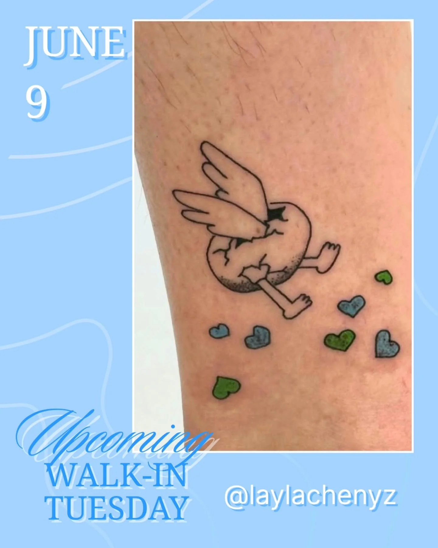 @laylachenyz will be taking walk-ins tomorrow, June 9!
.
👉 We take walk-ins every Tuesday with a different artist each week!
📌 New event for later this month, announcing soon! 
.
.
#vancouvertattoo #vancouverart #yvr #flashtattoo