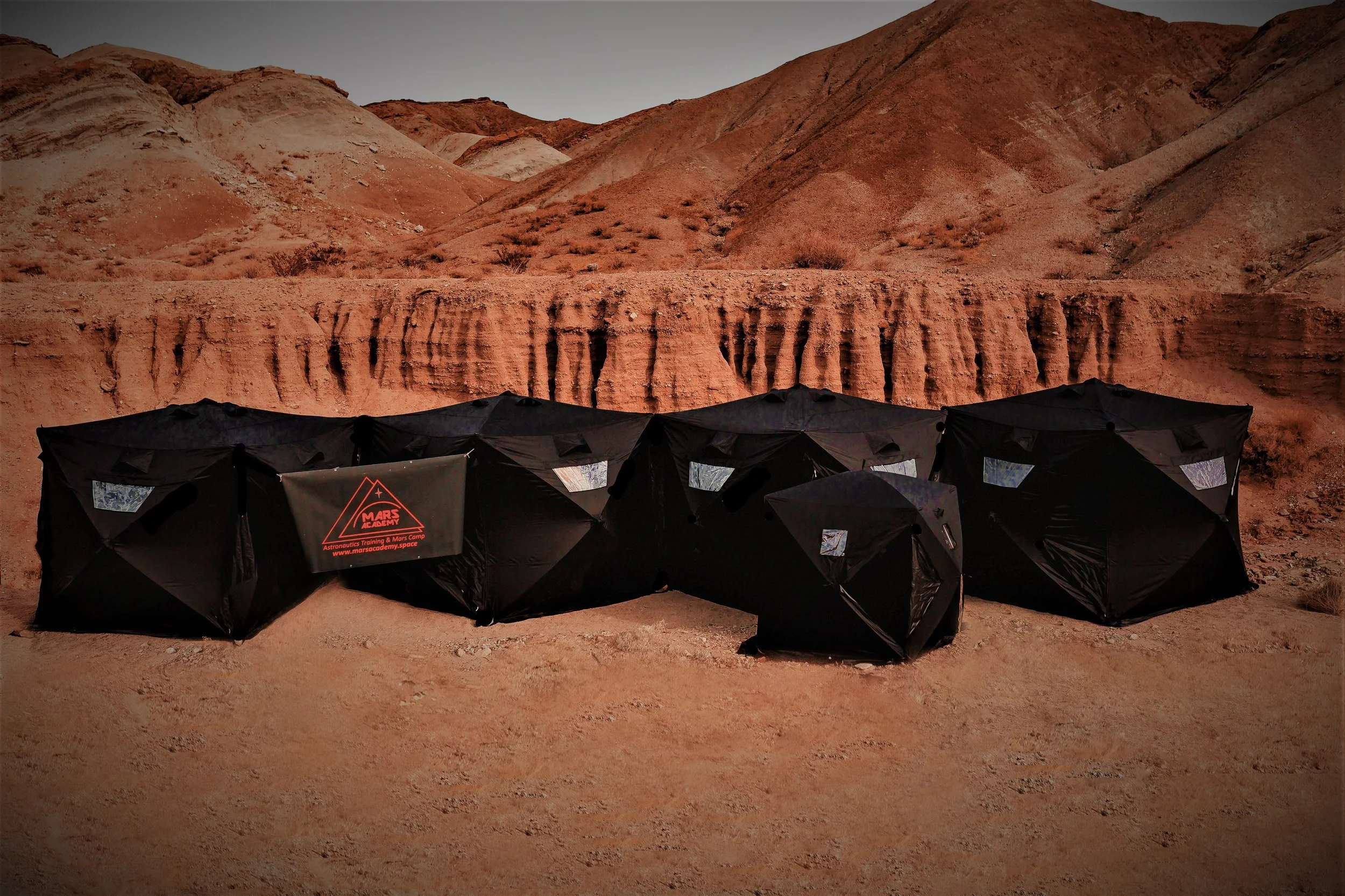 Section of the MAU Mars Basecamp in dueing an analog astroanut training mission in the isolated Mojave Desert, CA