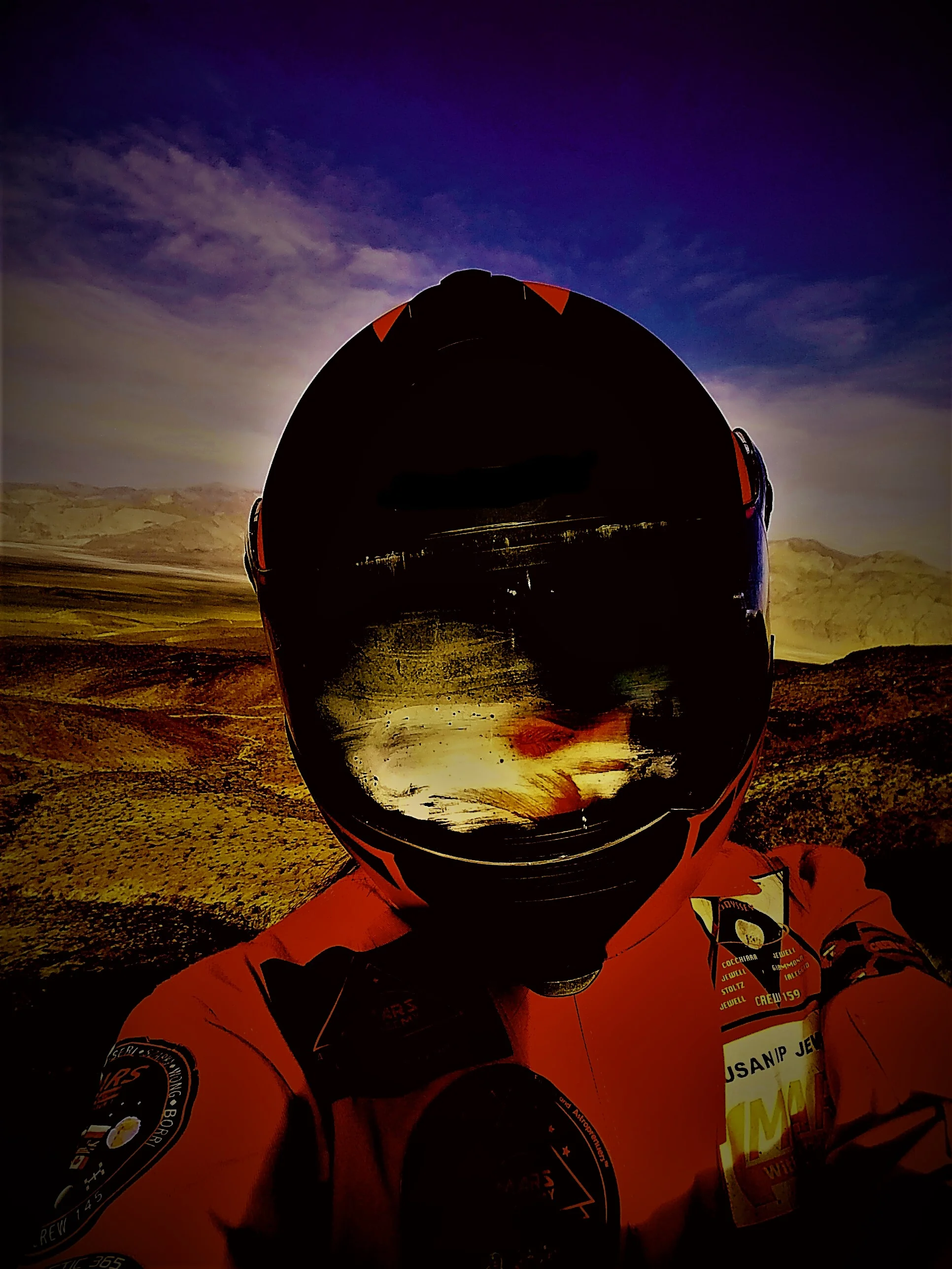 Analog Astronaut conducting a terrain scouting EVA at Ubehebe Crate, Death Valley, CA