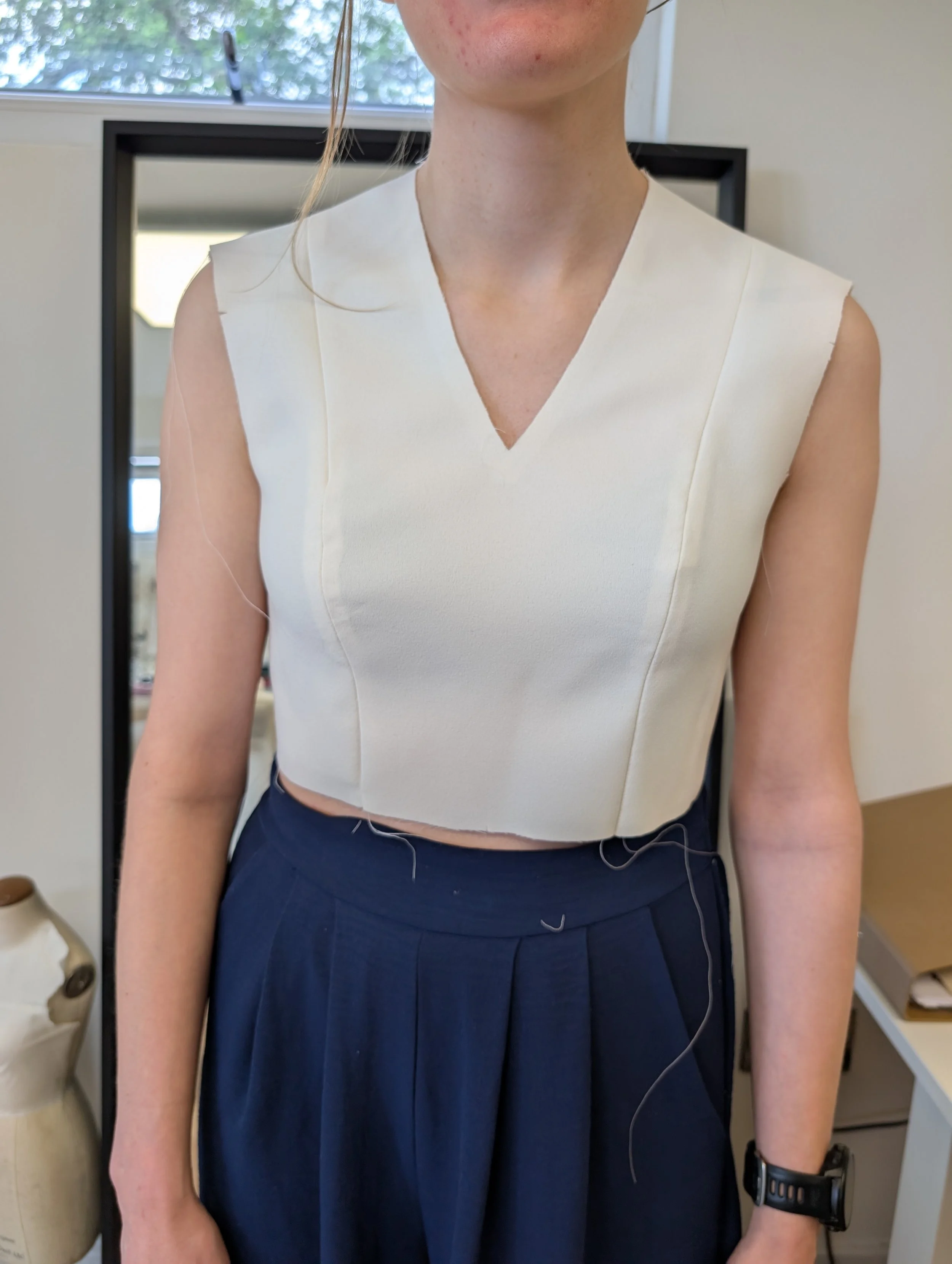 3. Re-toiled after pattern amends in cheap crepe