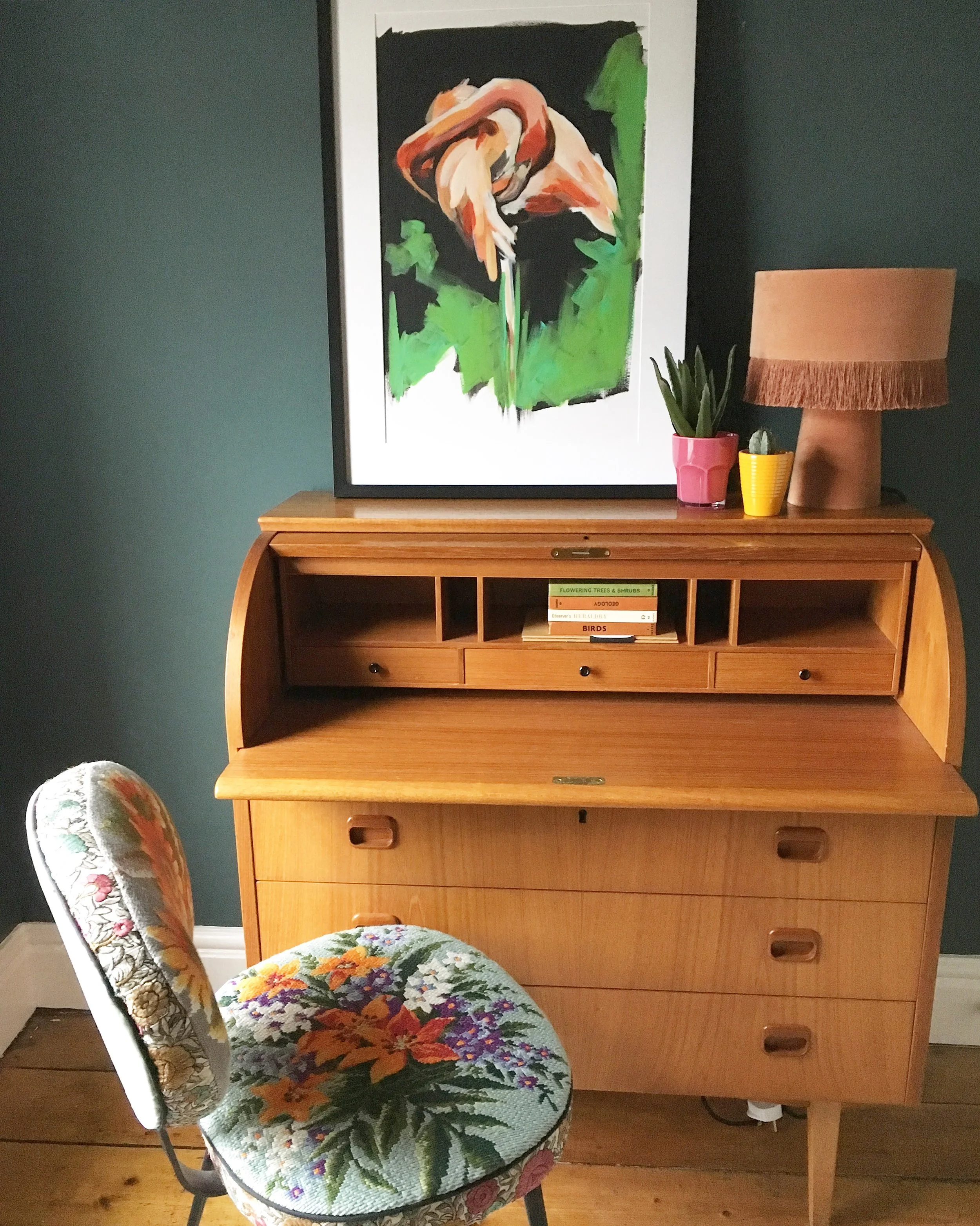 flamingo acrylic painting contemporary art flo lee
