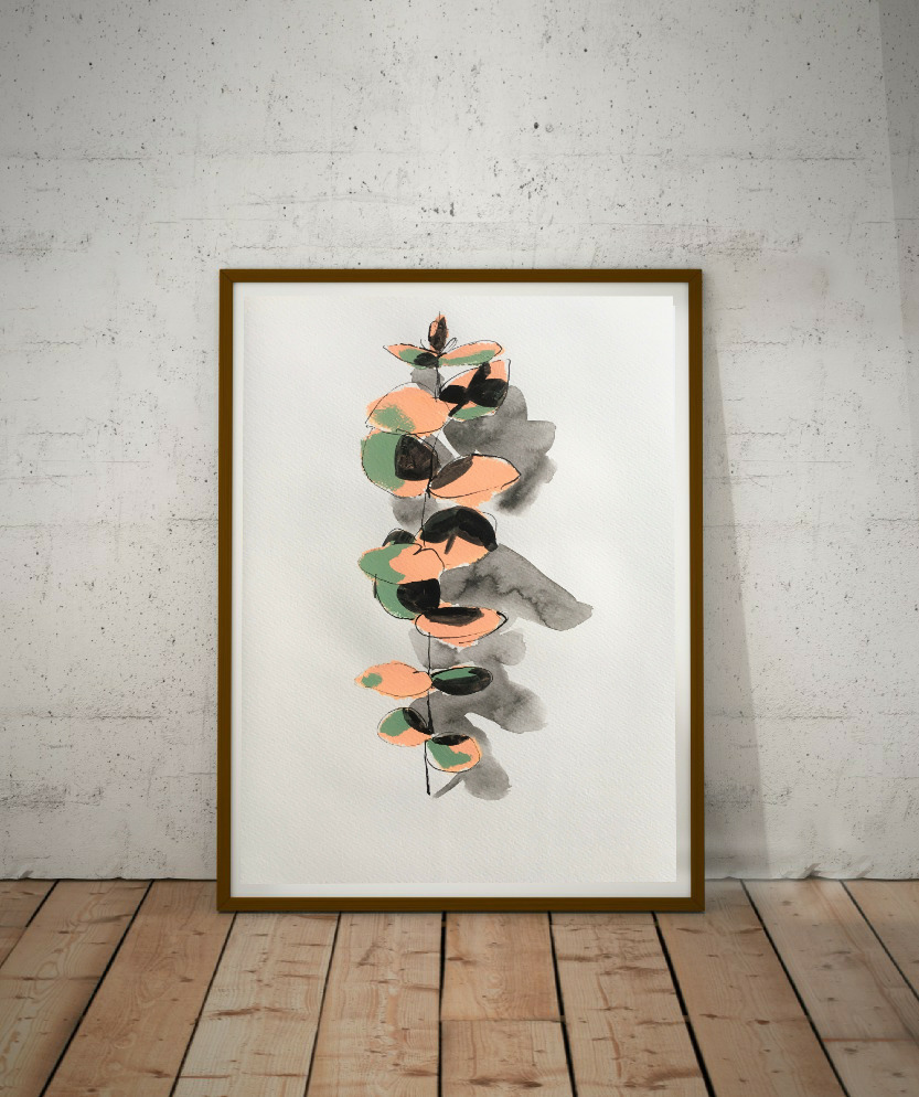contemporary painting eucalyptus stem