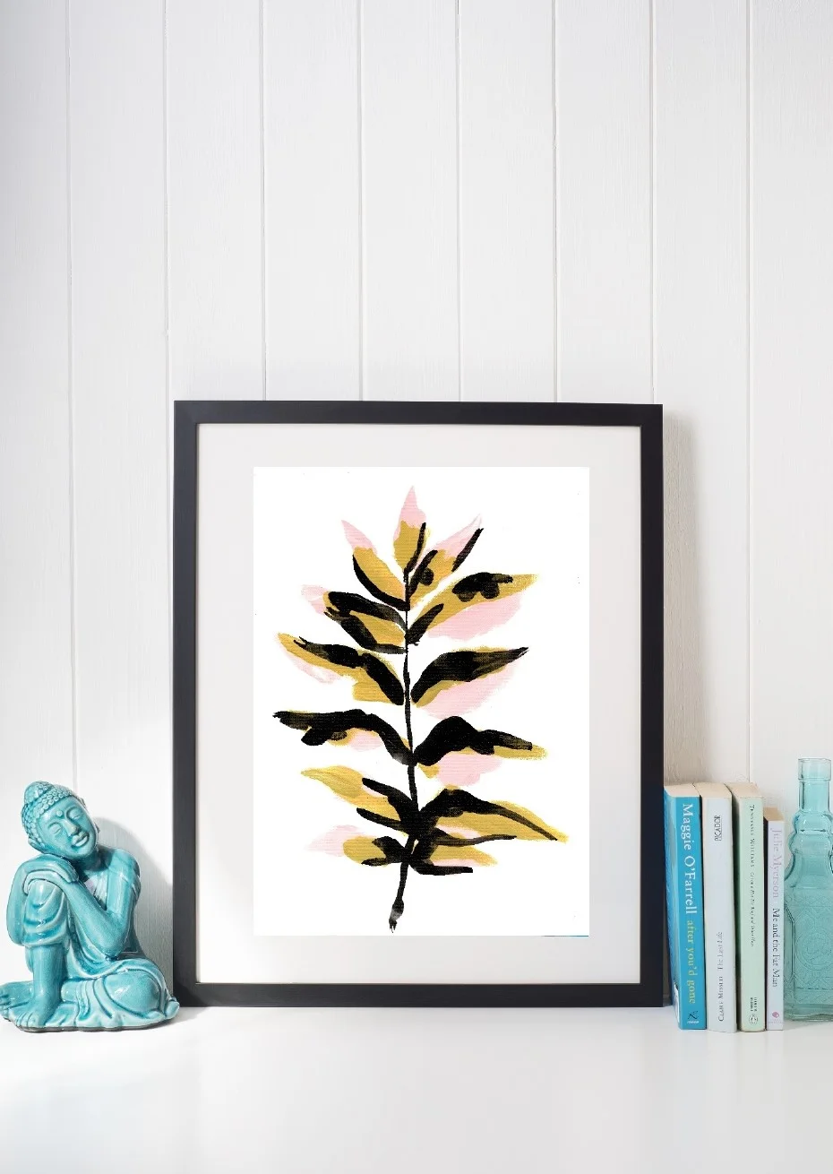 contemporary leaf painting print