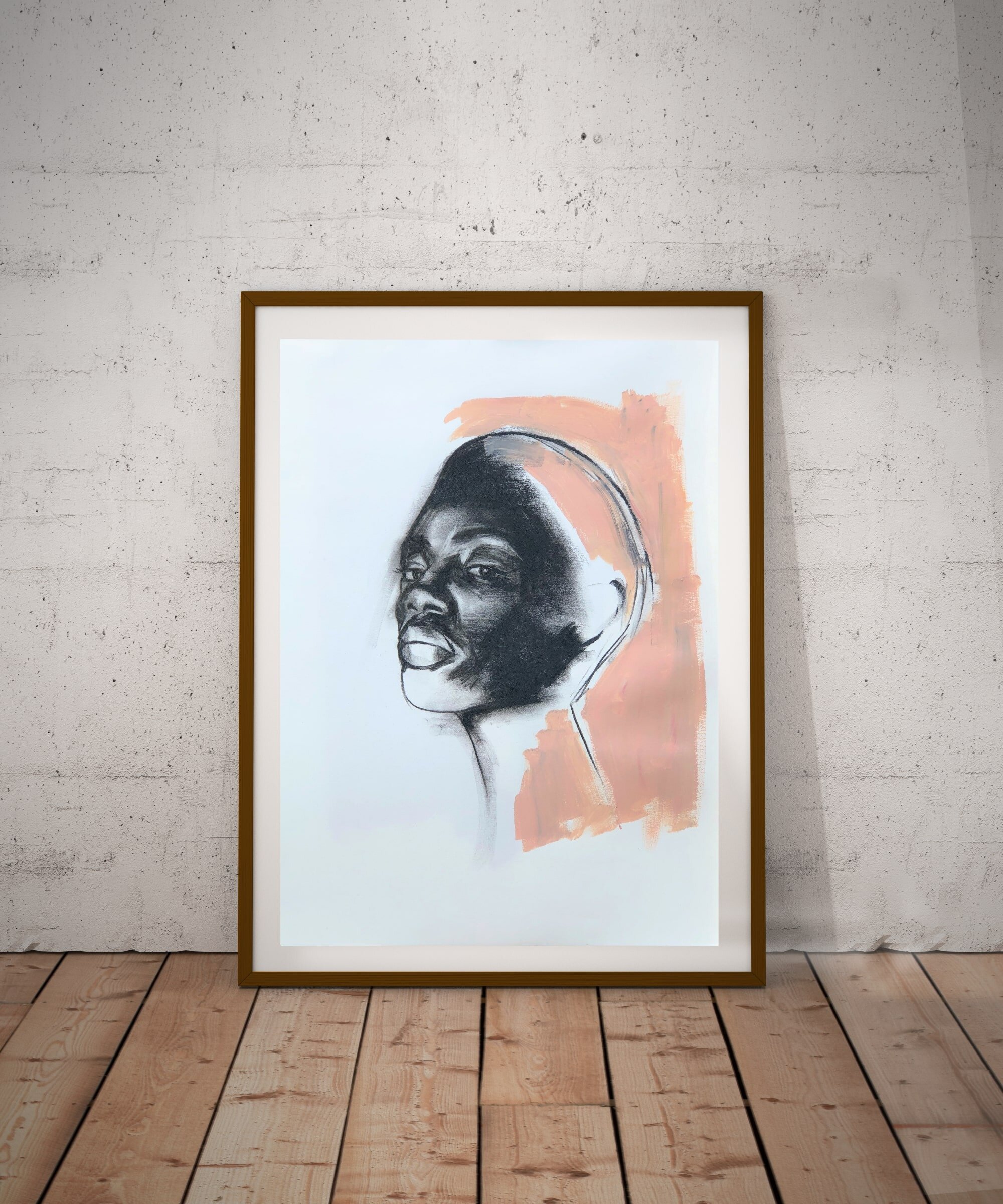 peach contrast contemporary portrait charcoal flo lee