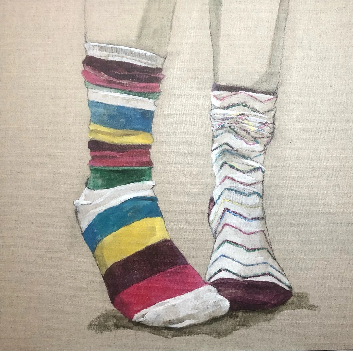 &ldquo;There&rsquo;s no place like home&rdquo; - the pose of the heels being clicked together like in the film &ldquo;the wizard of Oz&rdquo;

Art being a place I feel at home, mismatched socks because I&rsquo;ve always been organised chaos 

This on