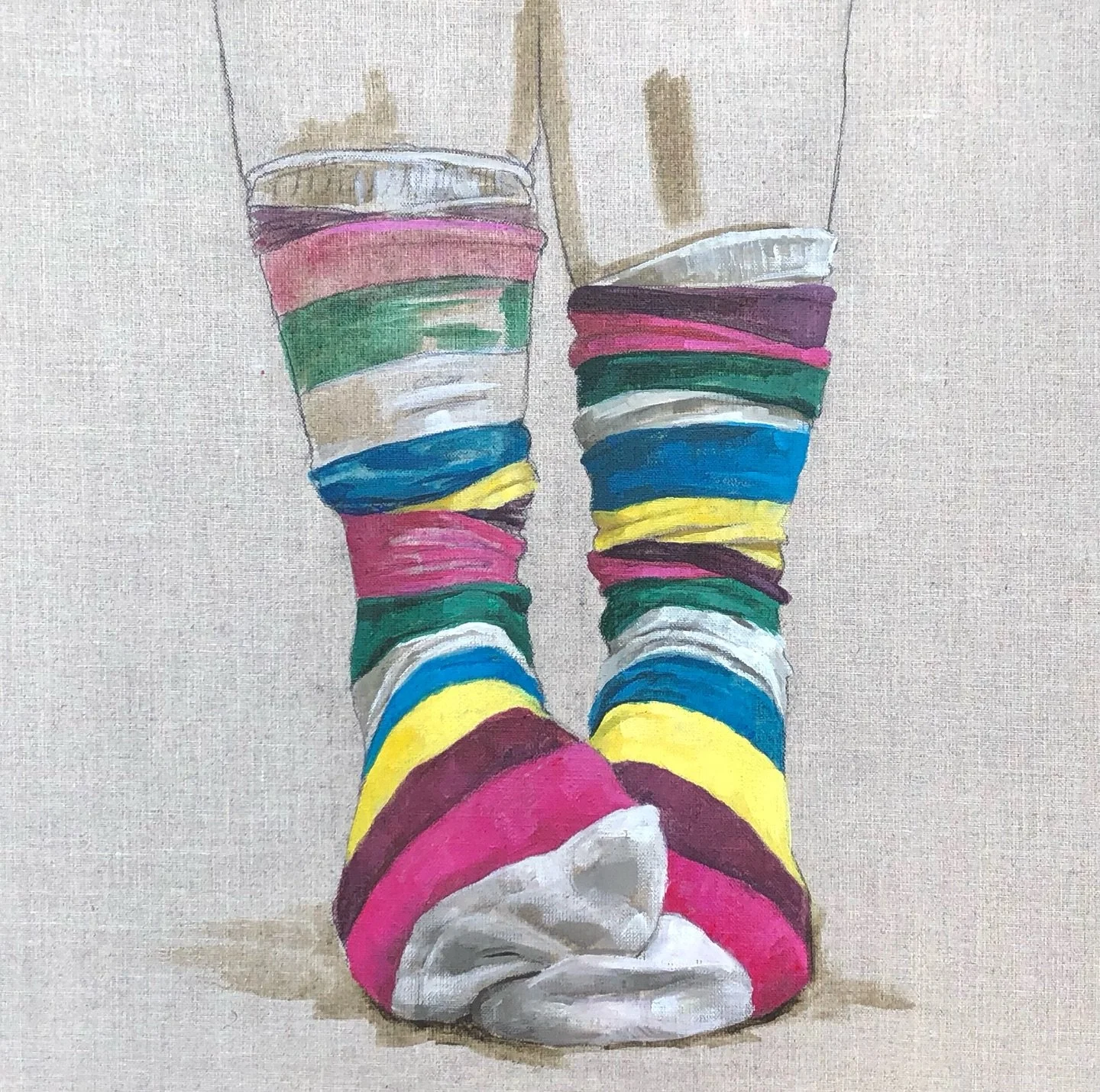 Hands and feet, well socks&hellip;

1- original sold, prints available 
2- original sold
3- original sold 
4- original, new and available online today 
5- original sold 
6- original sold - was a charity donation piece 
7- original sold, prints availa