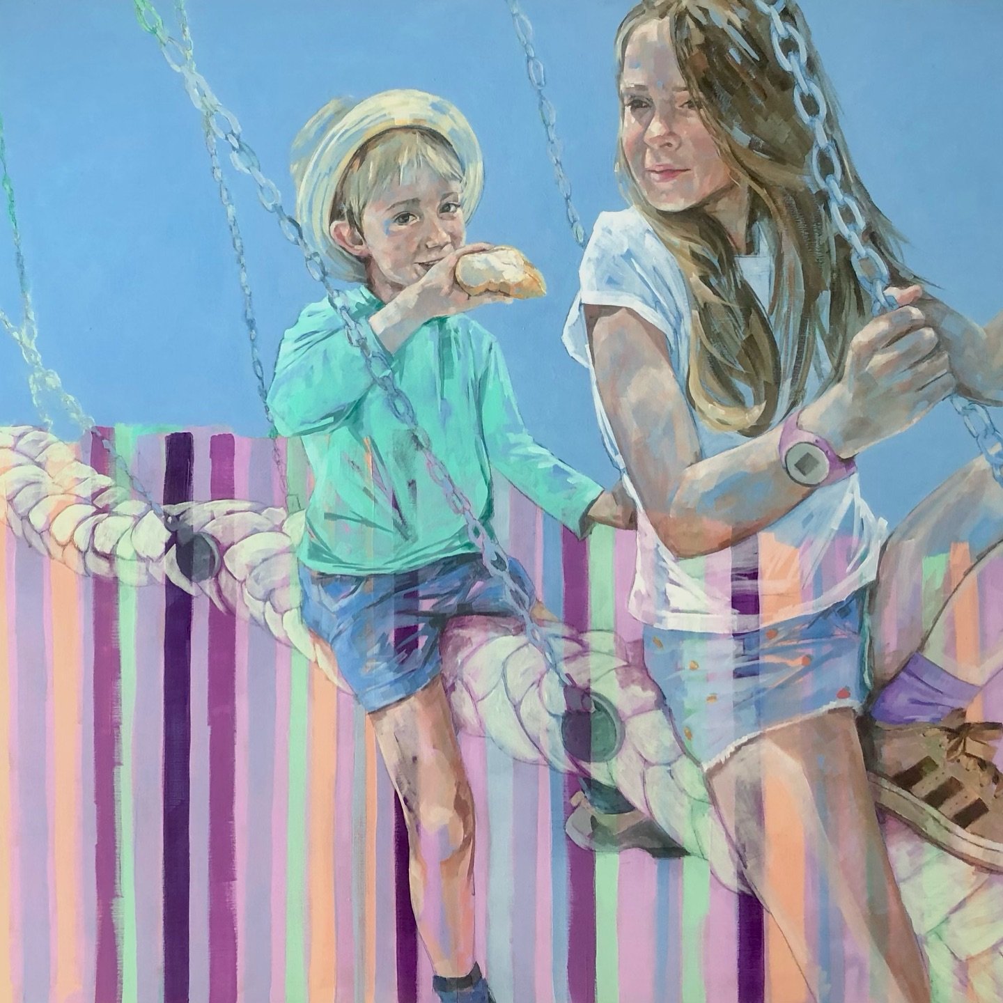 A few striped paintings from recent years - I wish I could say there was something deep and meaningful about the use of the stripes, but there isn&rsquo;t 😆 I just love stripes, whether that&rsquo;s painting them or wearing them 🤷🏻&zwj;♀️