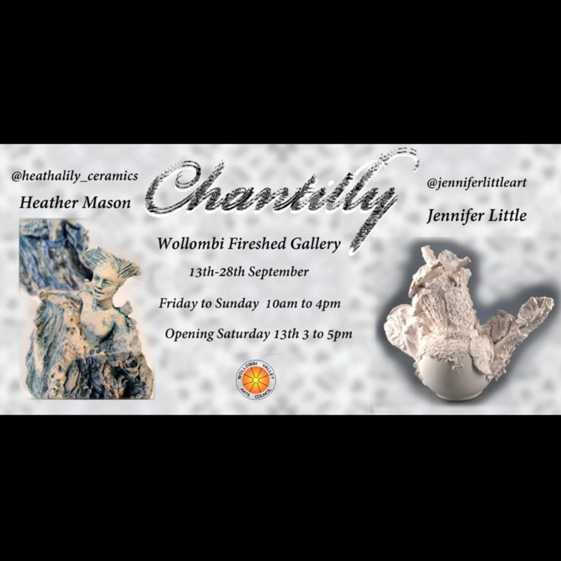 If you are looking for some arty adventure this weekend, why not take a daytrip to Wollombi and stop in at the the 'Old Fireshed Gallery' to view their latest exhibition, 'Chantilly'? 
Featuring works by @jenniferlittleart and @heathalily_ceramics, '