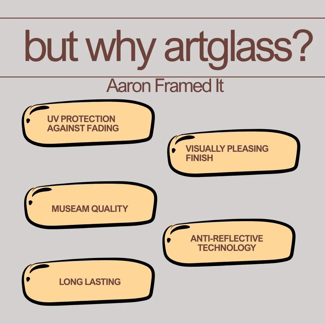 As picture framers, we offer both standard glass and Artglass &mdash; and each has its place depending on the piece and budget.
But if you&rsquo;re looking for the best possible finish, Artglass is the upgrade we always recommend ✨
Why? Because it co
