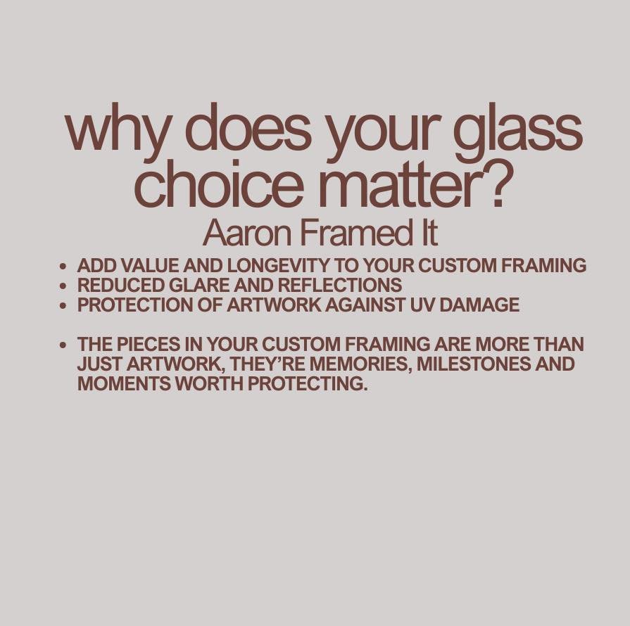 Why does glass choice matter? ✨
Because the pieces you frame are more than just artwork &mdash; they&rsquo;re memories, milestones, and moments worth protecting.
Whether it&rsquo;s a family photo, wedding bouquet, jersey, artwork, certificate, or a p