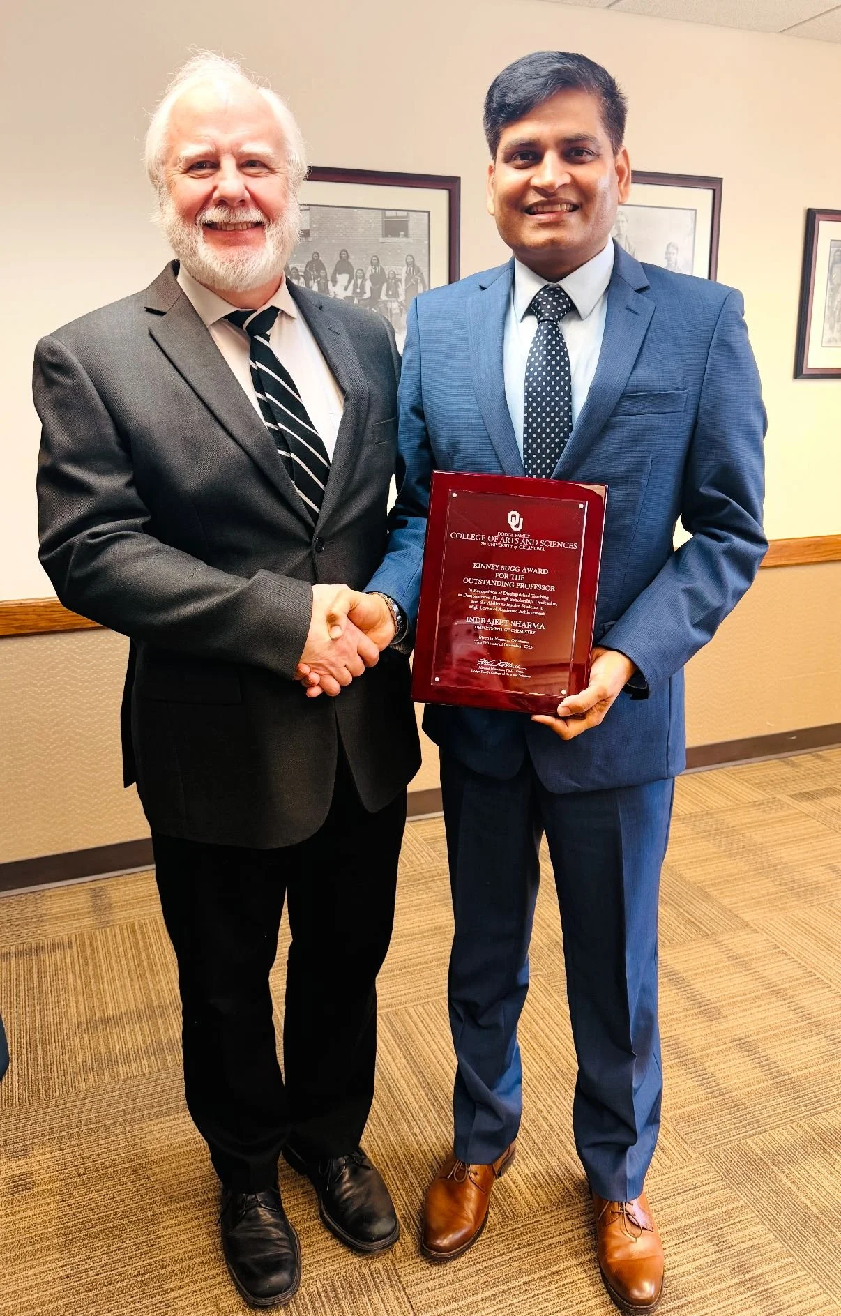 Dr. Sharma with Dr. Glatzhofer at Kinney Suggs Award Lunch