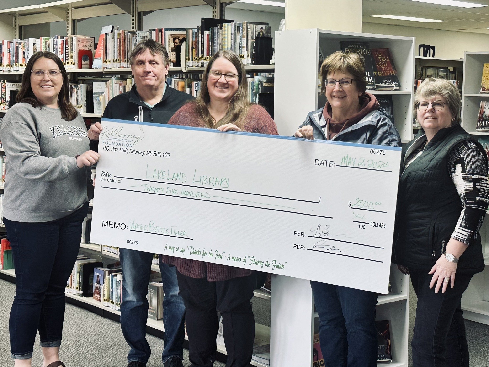 A heartfelt thank-you to The Killarney Foundation for their ongoing support of Lakeland Regional Library! 🥰🥰Their support this spring will allow us to add a water bottle refill station to our library!!