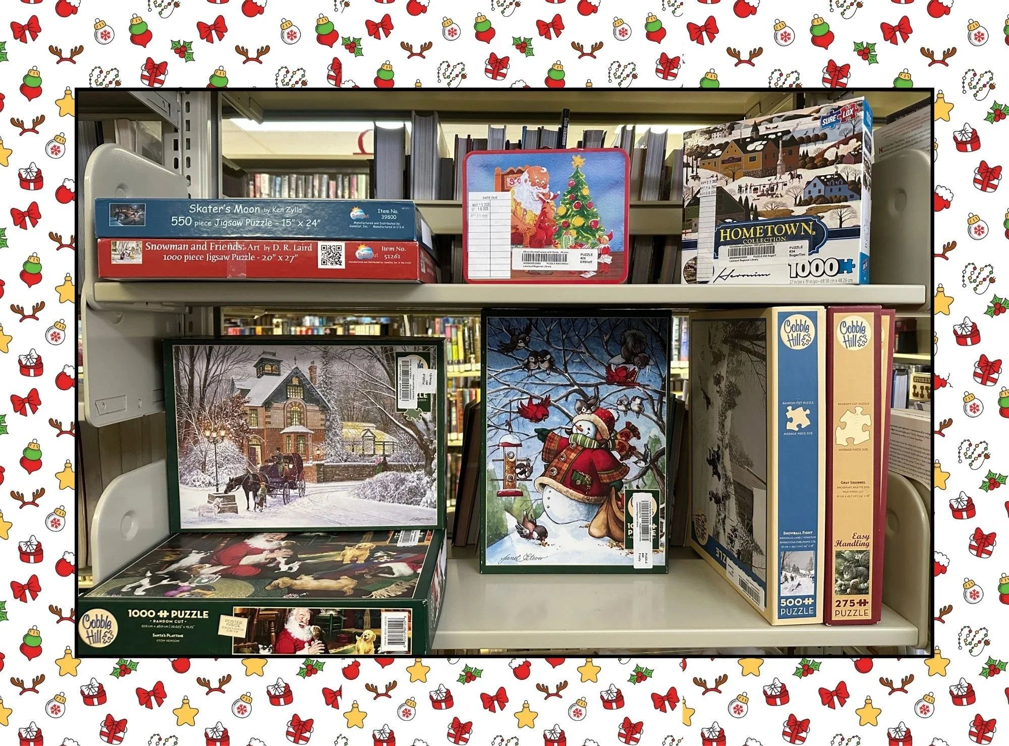 🎄🧩Puzzles, Puzzles, Puzzles!🧩🎄

Looking for a fun way to unwind this holiday season!  Why not cozy up with a holiday-themed puzzle?❄ The library has an assortment of Christmas and winter puzzles just waiting for you to check-out!🎅✨

Perfect for 