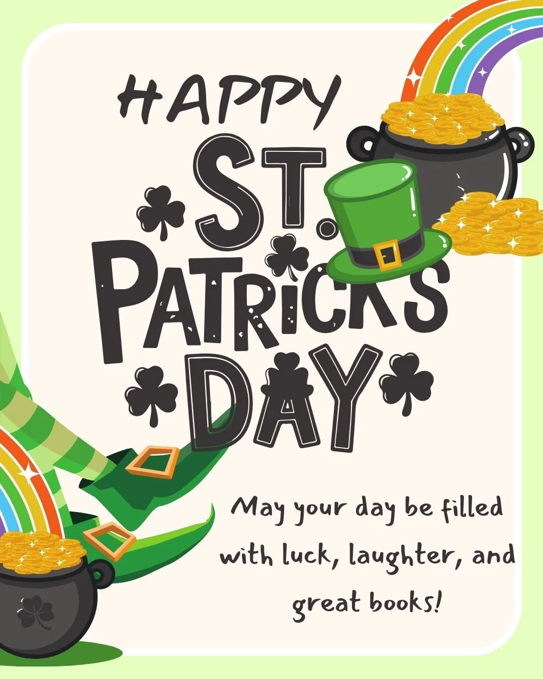 ☘️ Happy St. Patrick&rsquo;s Day!
Wishing you a day filled with a little luck, a lot of smiles, and a good book to enjoy. 📚