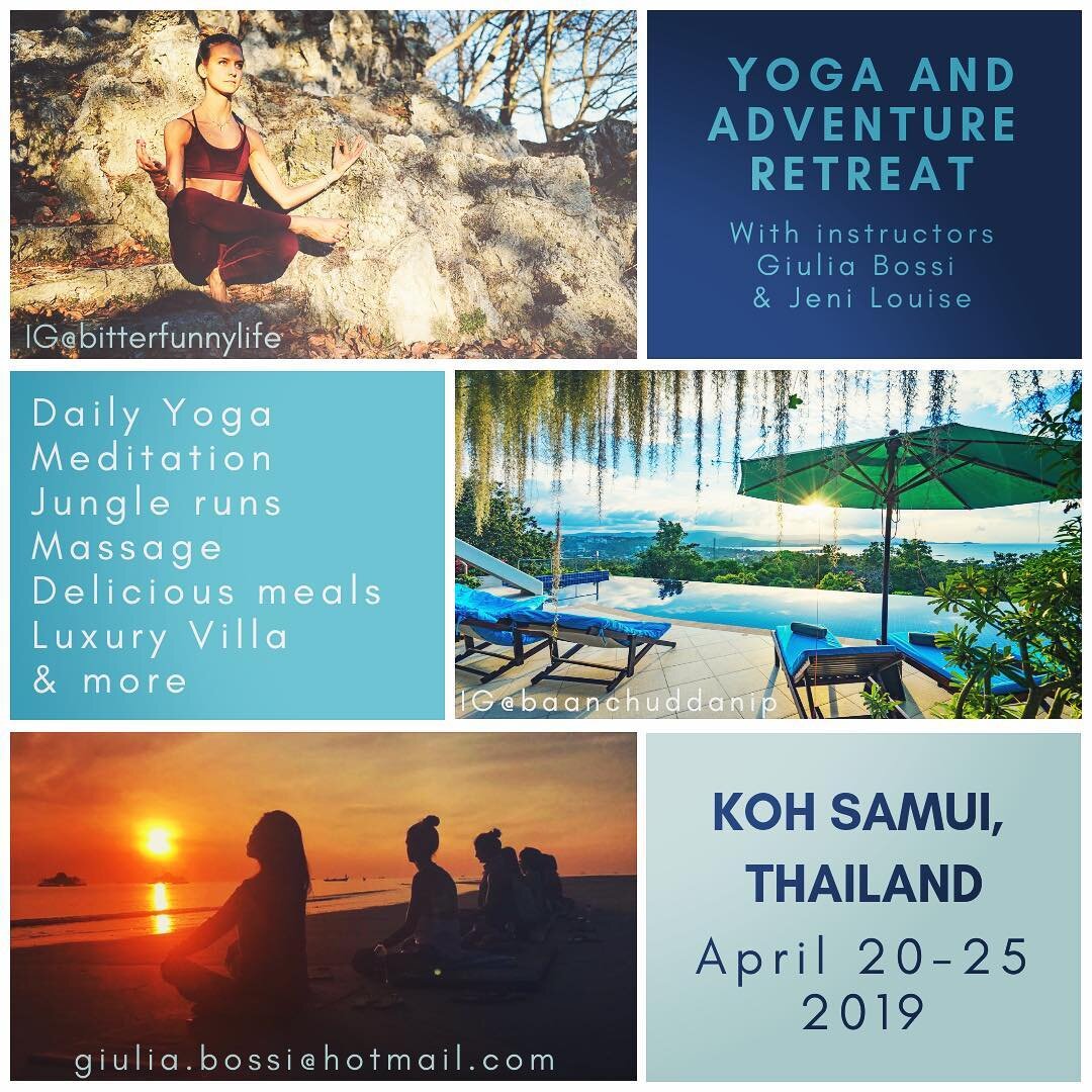 Update: SOLD OUT! Stay tuned for future retreats.
.
.
.
This Easter, join us for 6 blissful days of Yoga🧘&zwj;♀️, running🏃&zwj;♀️ and relaxation☀️ in paradise🏝. .
Hosted by Giulia Bossi @bitterfunnylife and Jeni Louise, this retreat is guaranteed 