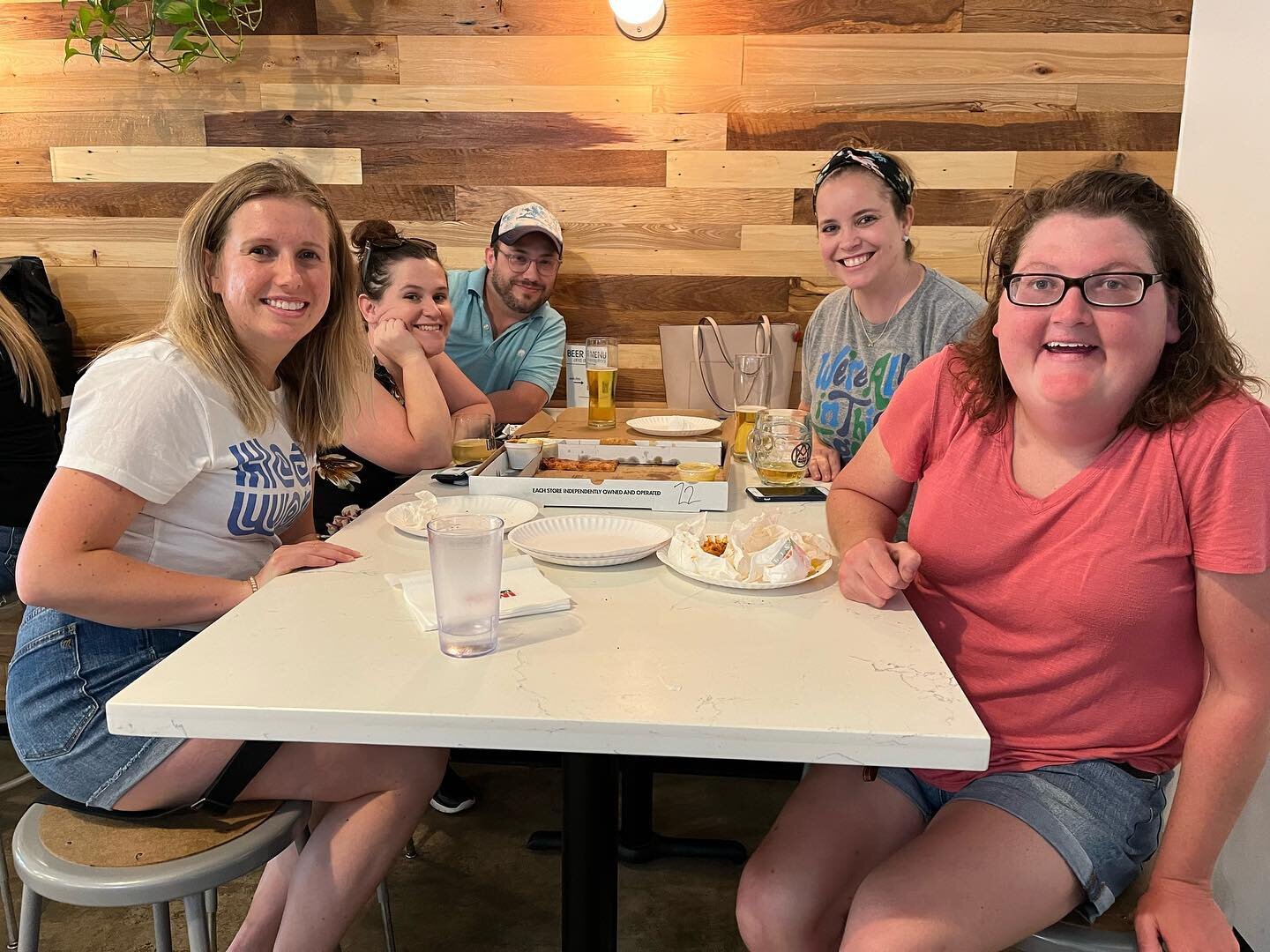 Instagram vs. reality.  We enjoyed our first #happyhour of the summer at  @almamaderbrewing ! Hope you'll join us for the next one on July 11 at Social! #youngadultministry #summer2023