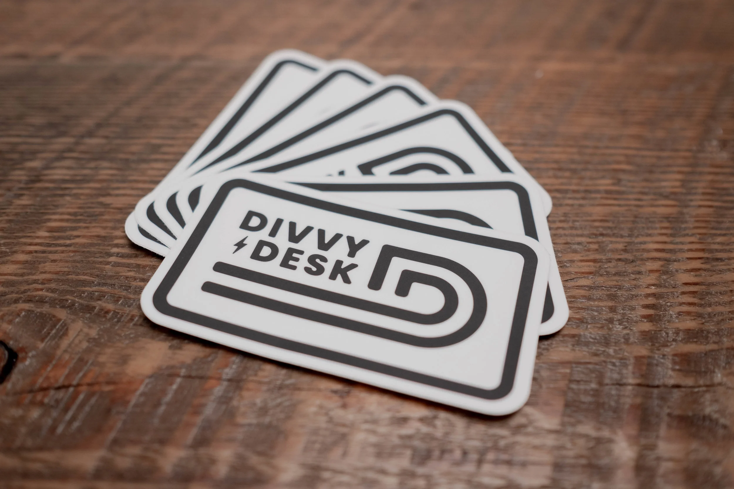 White Divvy Desk Sticker