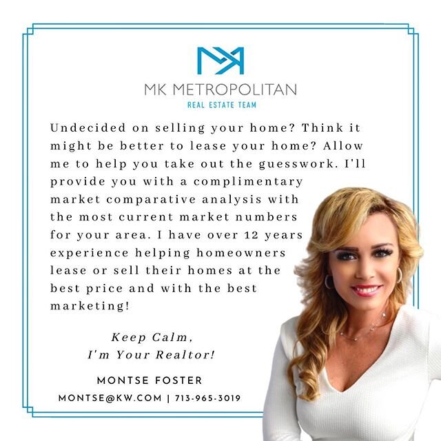 Undecided 🤷🏻&zwj;♀️ On selling your home 🏡? Think it might be better to lease your home?  Allow me to help you take the guesswork.  I will provide you with a complimentary market comparative analysis with the most current market numbers specific t