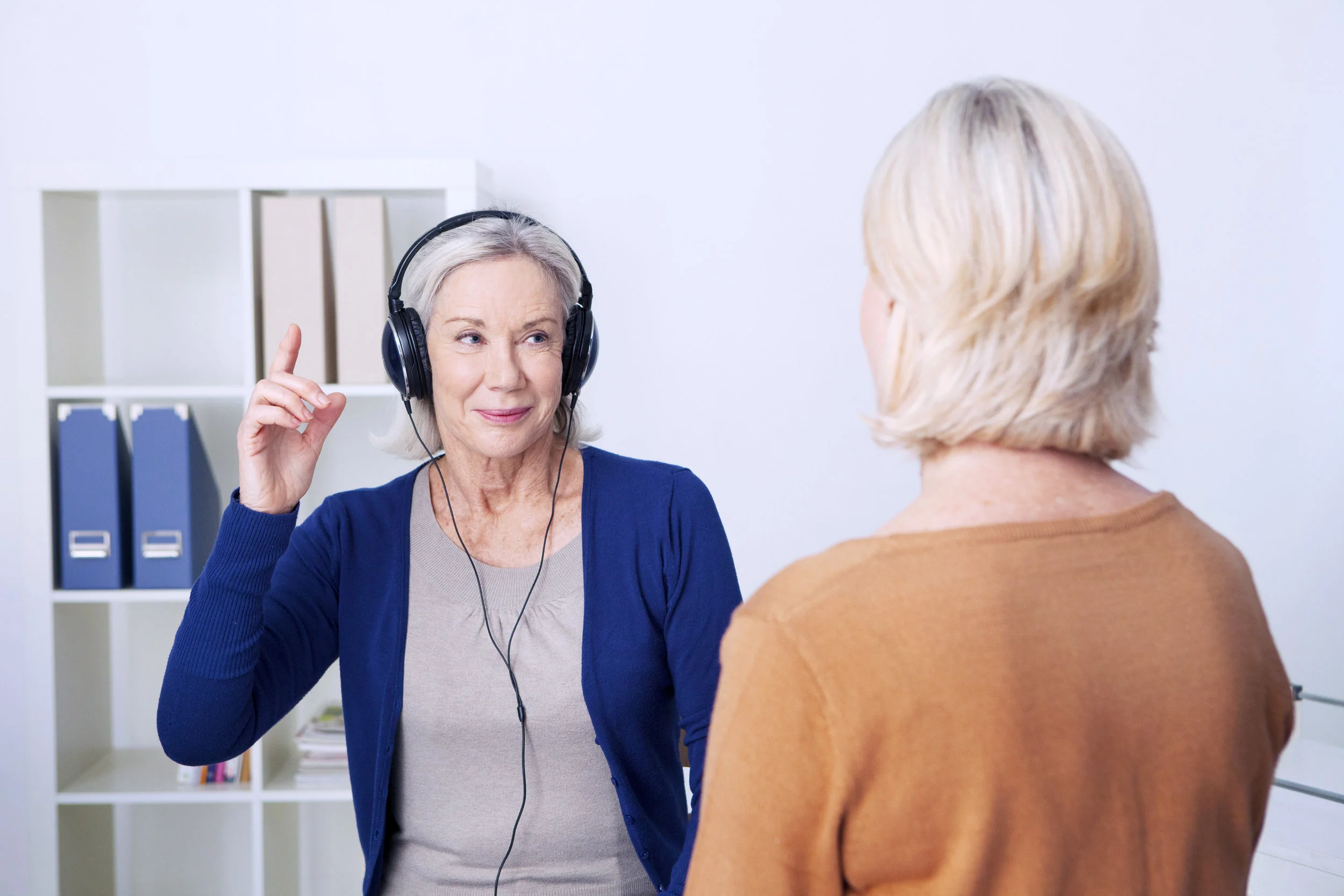Senior woman undergoing a hearing test