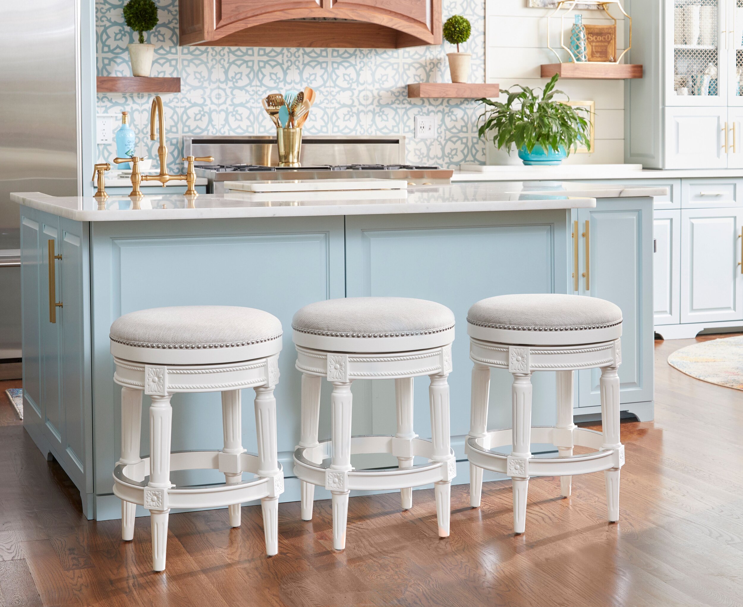 Backless White Chapman Counter Height, Halsted Backless Bar & Counter Stools