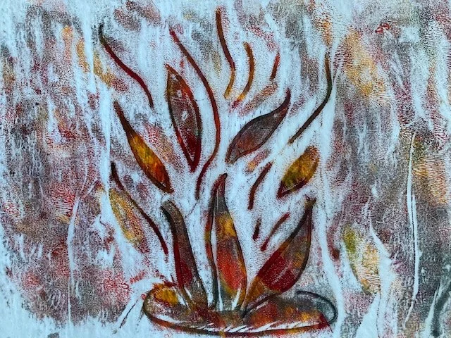 Touch Drawing of flame forms in red and orange — inner guidance emerging through creative expression