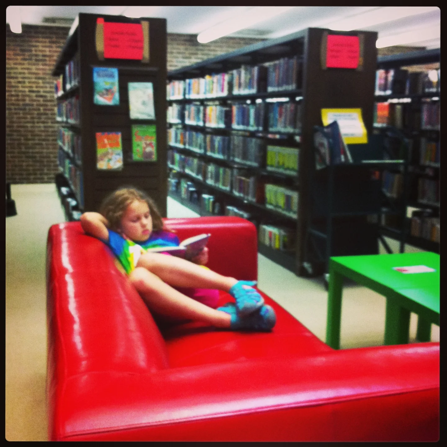 Zoe in the library