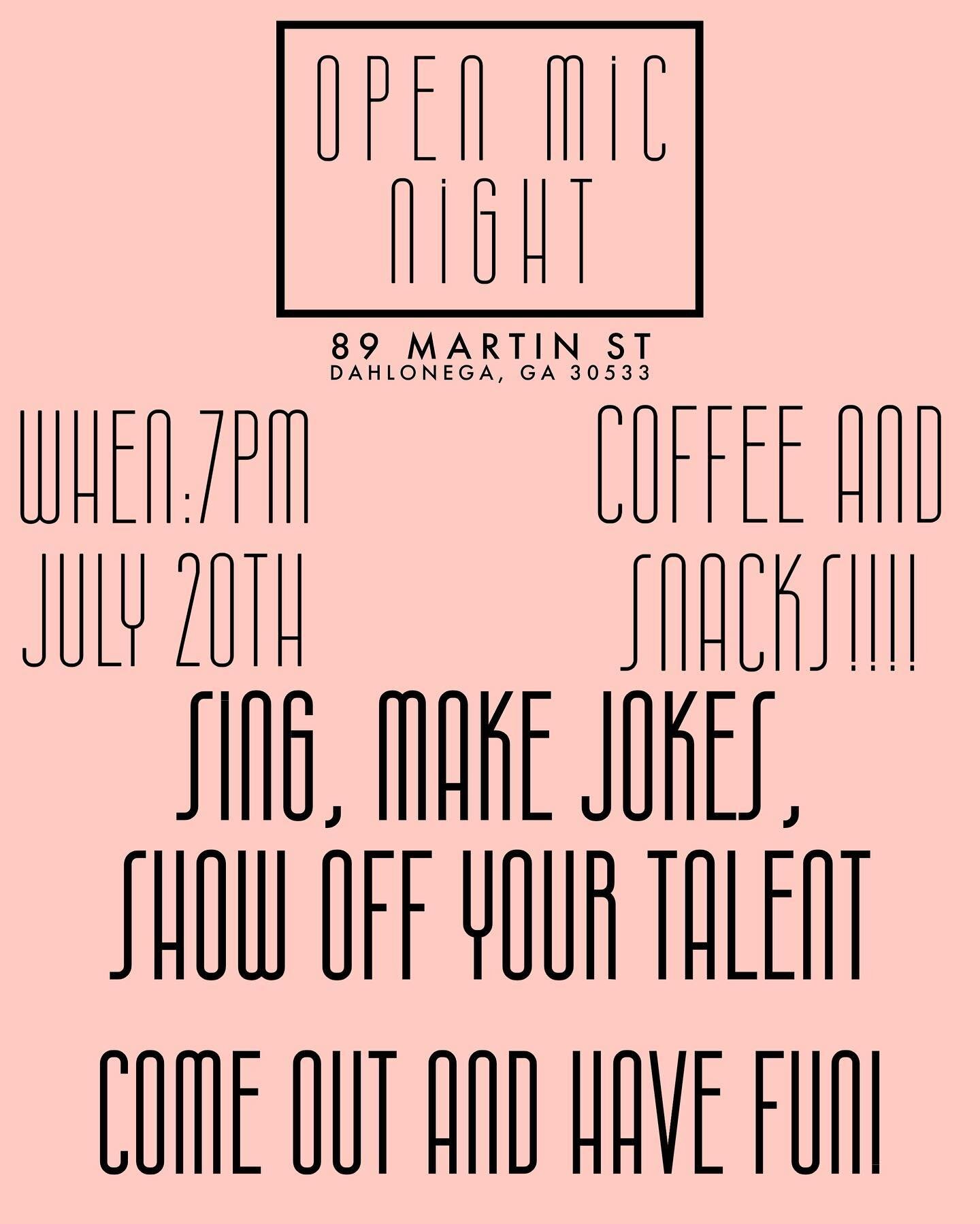 Open Mic Night July 20th at the Wesley House! Come out to hang and/or showcase your talent!