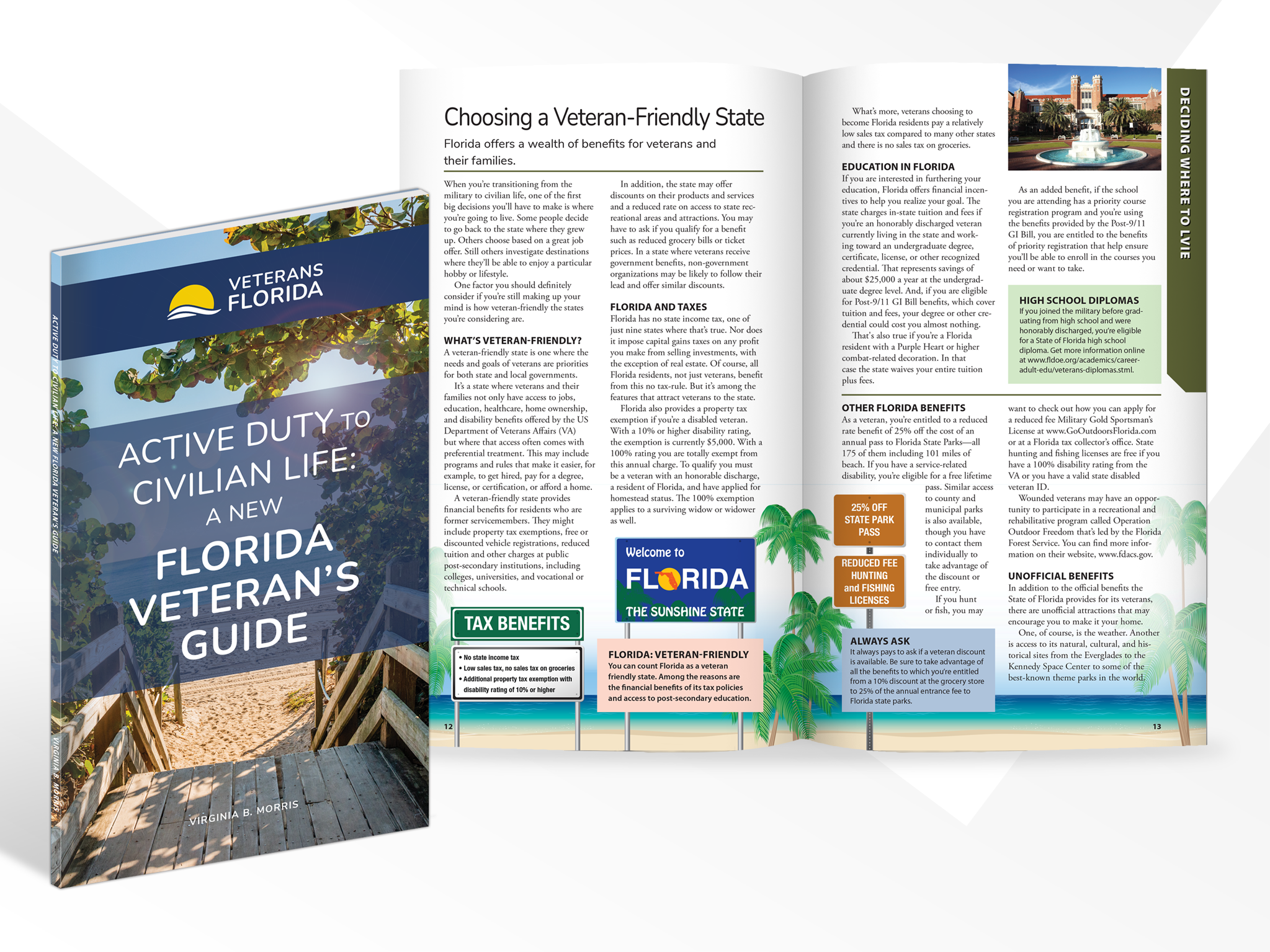 Cover and sample spread of Florida Veteran's Guide