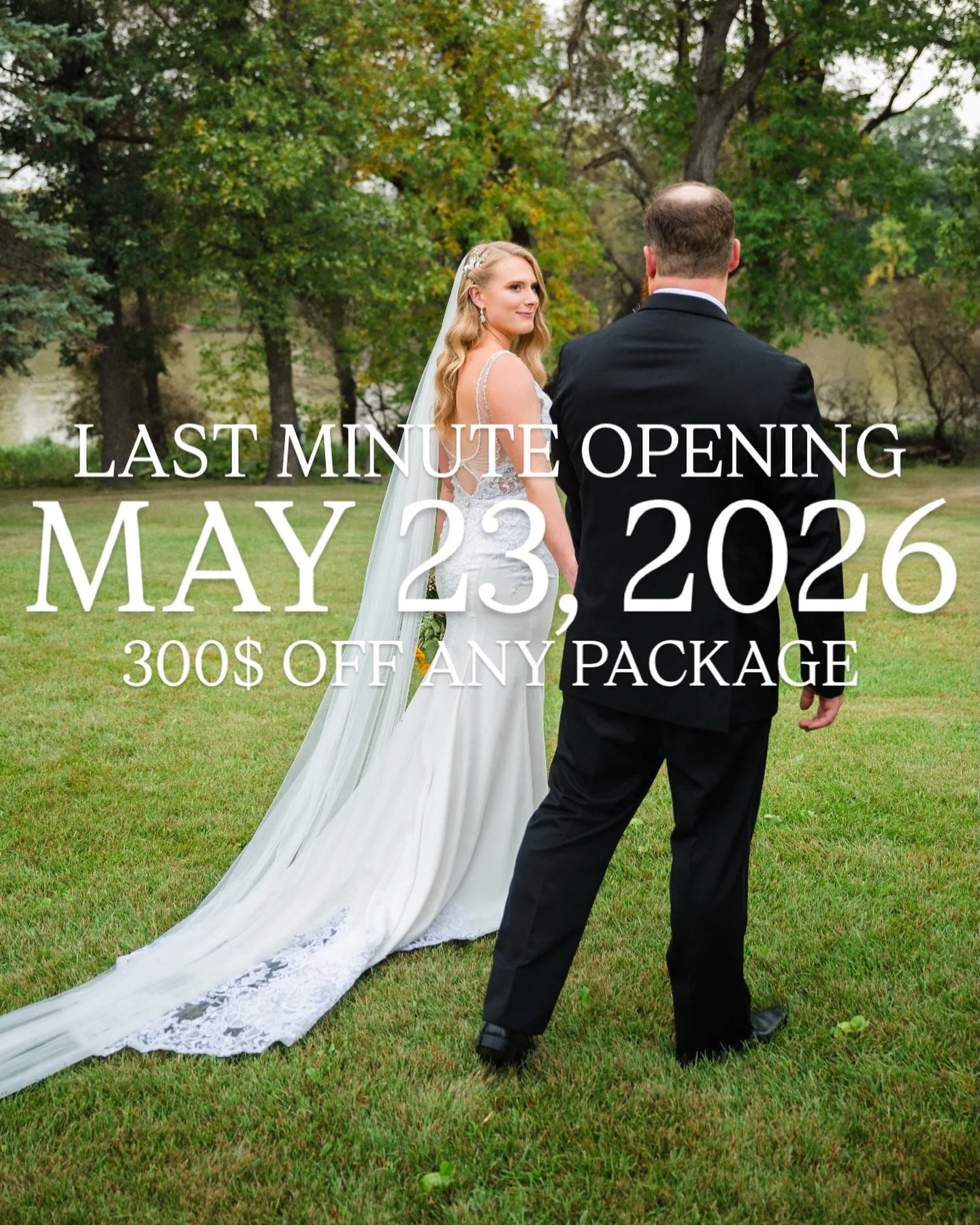 Looking for a photographer for your big day!? May 23rd just opened up and I&rsquo;m offering 300$ off my &ldquo;Essentials&rdquo;, &ldquo;Classic&rdquo; &ldquo;All-Inclusive&rdquo; packages! Click the link in my bio and head to packages on my website