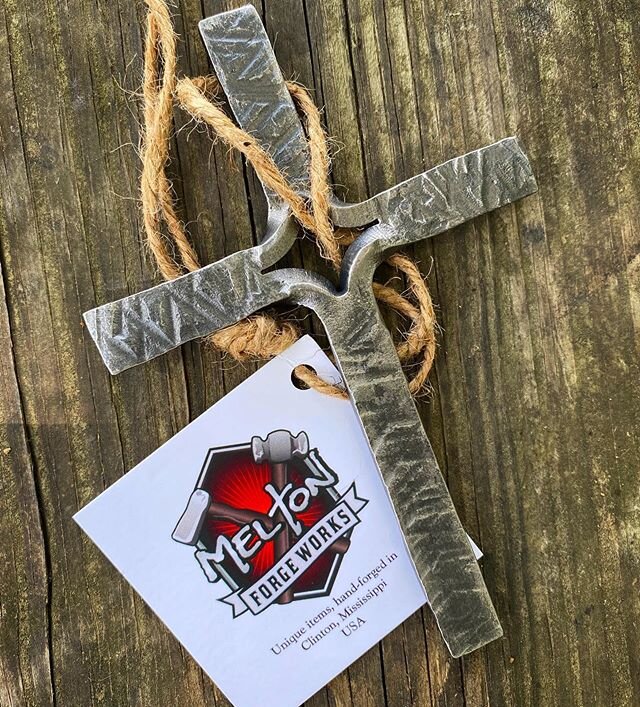 A &ldquo;striped texture&rdquo; cross headed out today. A lot of people buy these to commemorate special occasions or to add to a collection of crosses. I&rsquo;m thankful that I get to make them. #thankful #christian #cross #blacksmith #blacksmithin