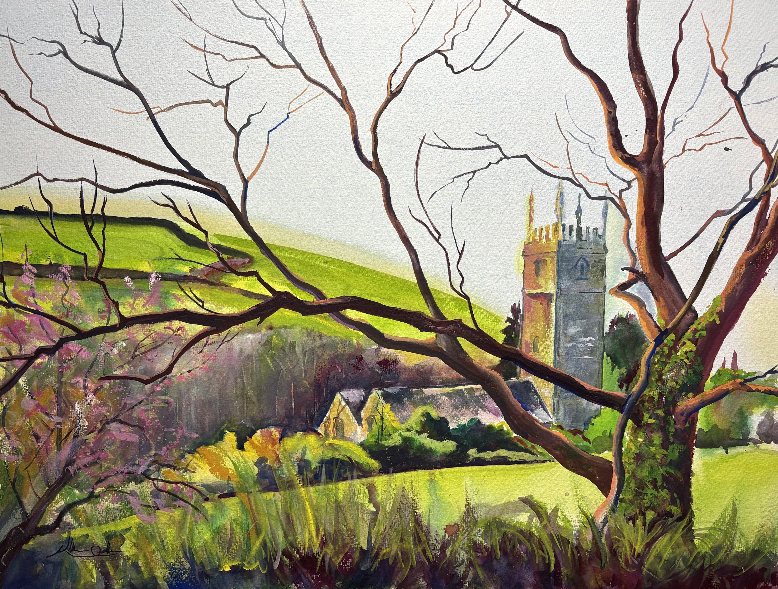 St. Ildierna, Lansallos, Cornwall. 19" x 25". Sold.