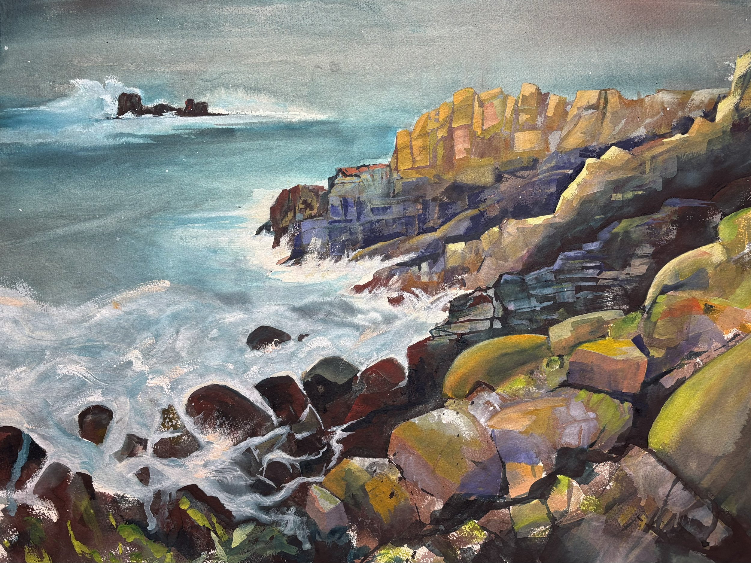 Gunhole Cavern, Isles of Scilly. 19" x 25". Sold