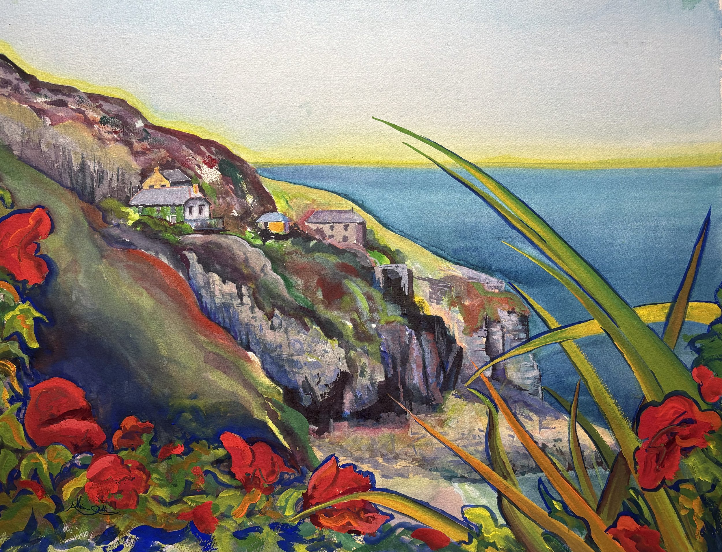 Trevaunance Cove from North Quay Gardens. 19" x 25". $595