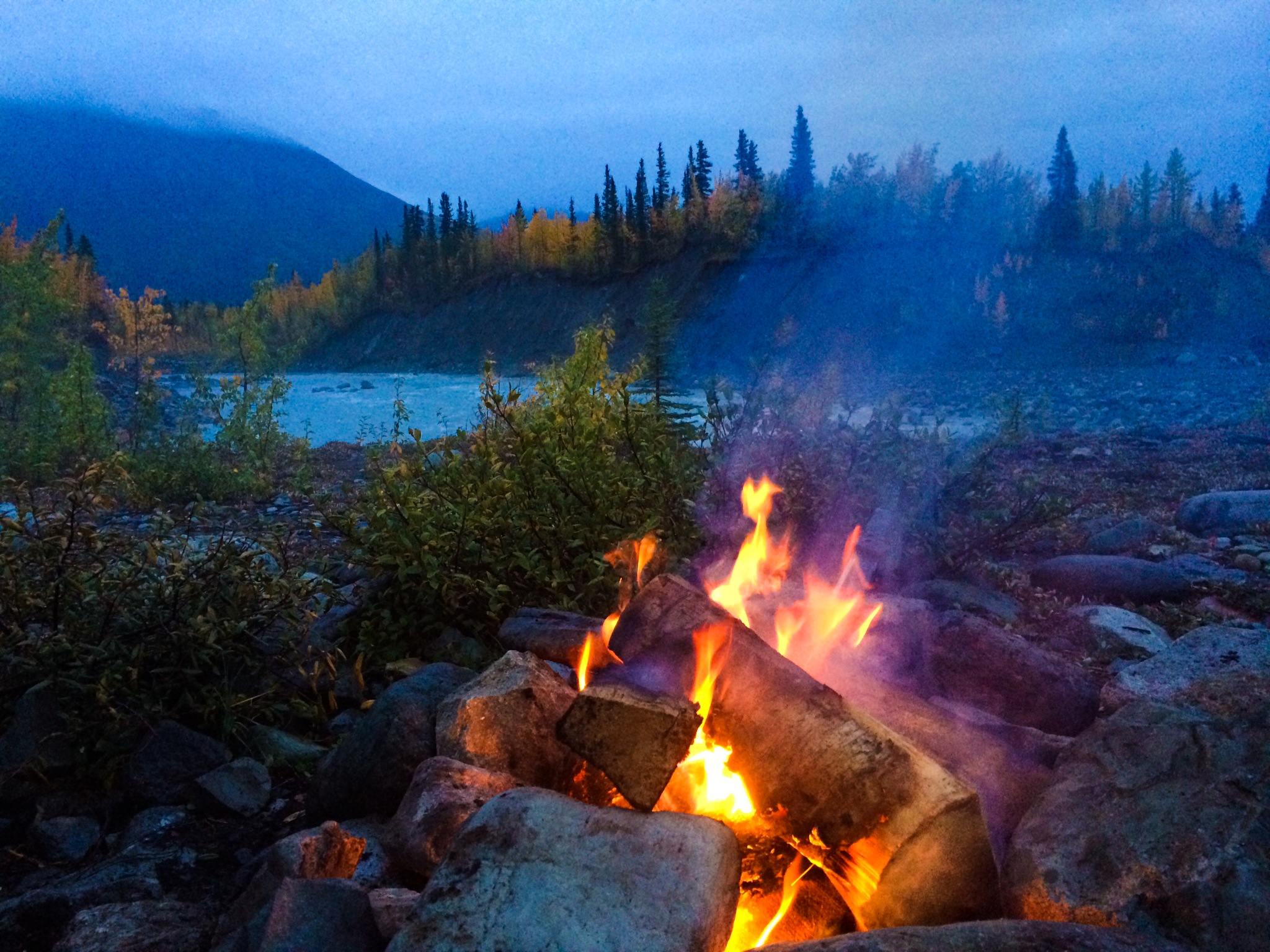 an evening campfire