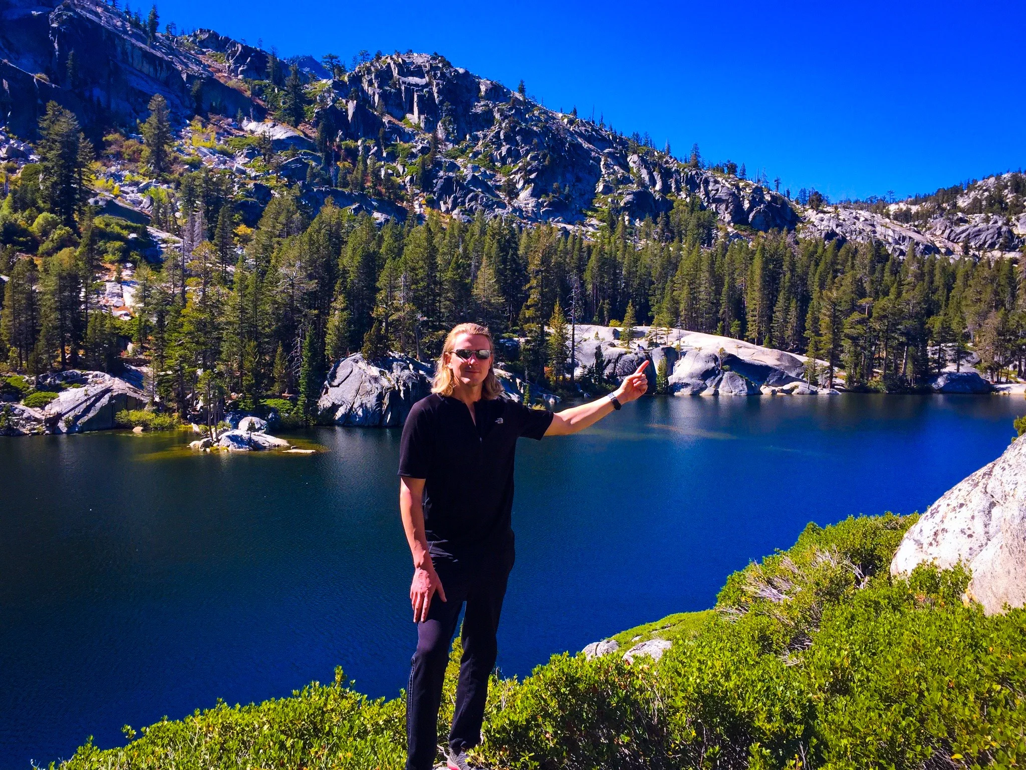 i am pointing to our tent