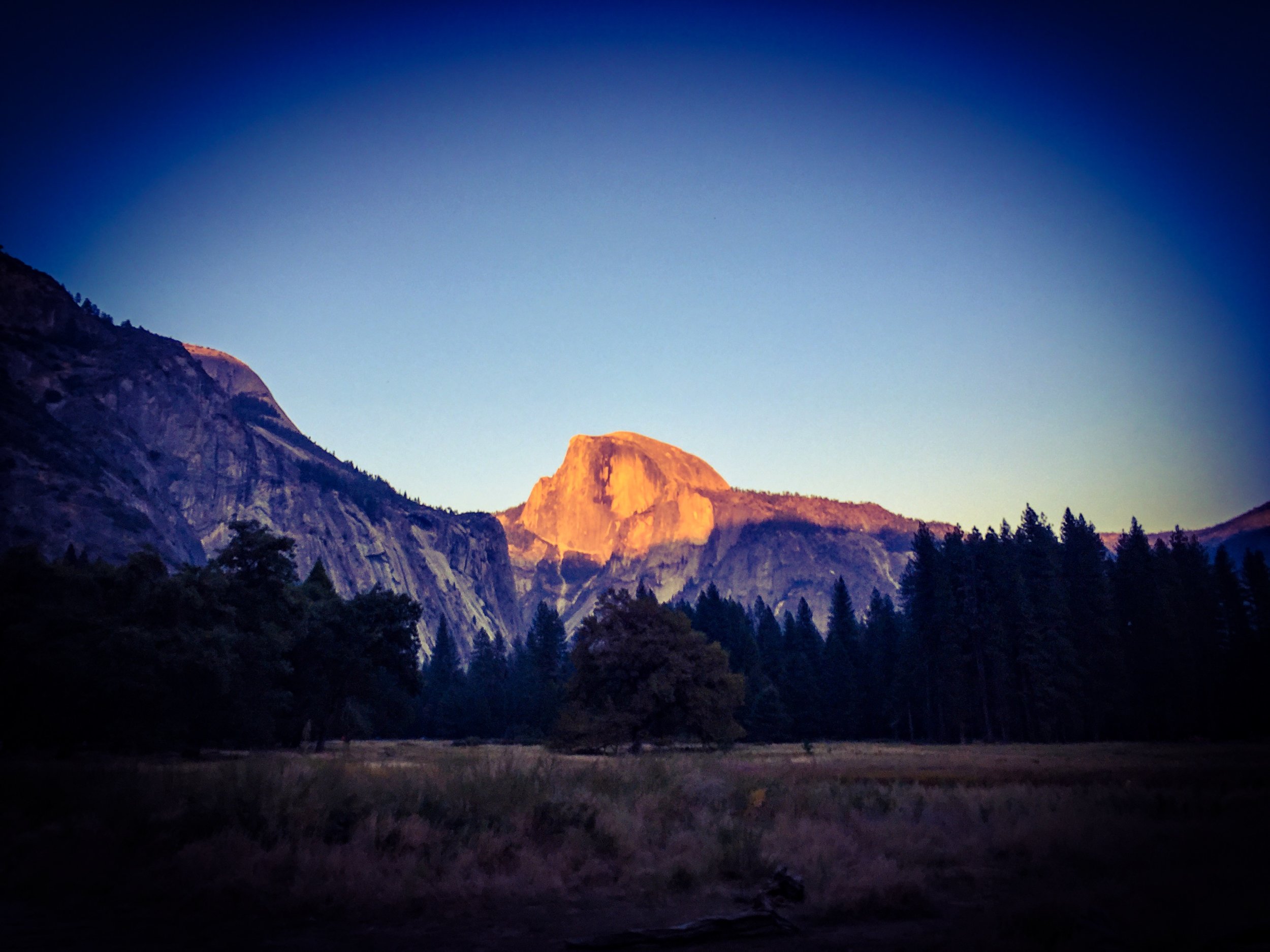 ha;f dome at sunset