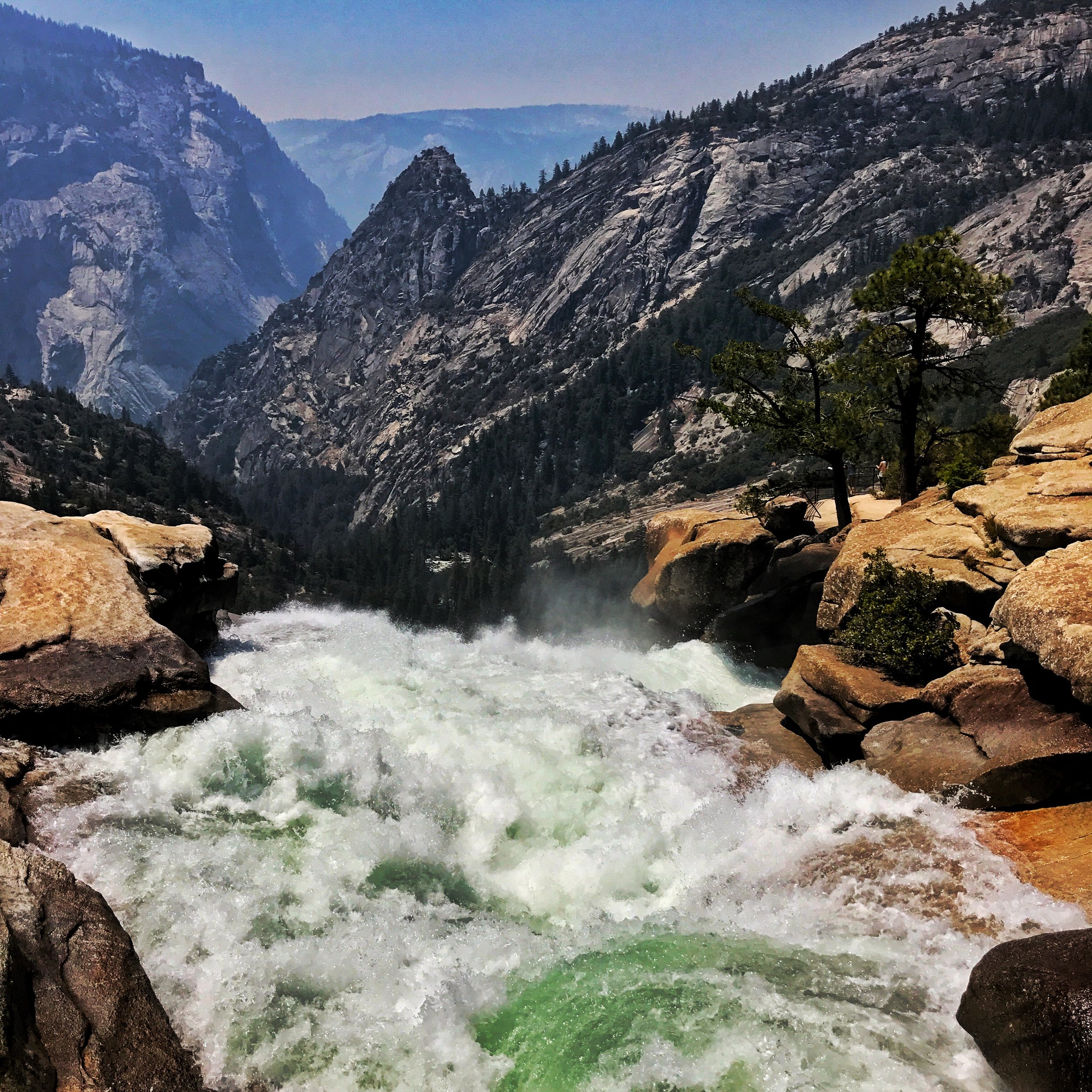 top of Nevada falls with insane water flow