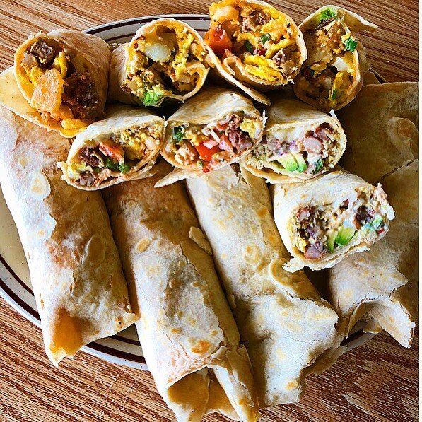 Our newest addition. The Breakfast Burrito Flight. Eight burritos, four different types. Classic, NY, Mexi, and Spicy Chicken.  Call 707-442-1610 to order. Go to goldenharvestcafe.com for our extended menu.