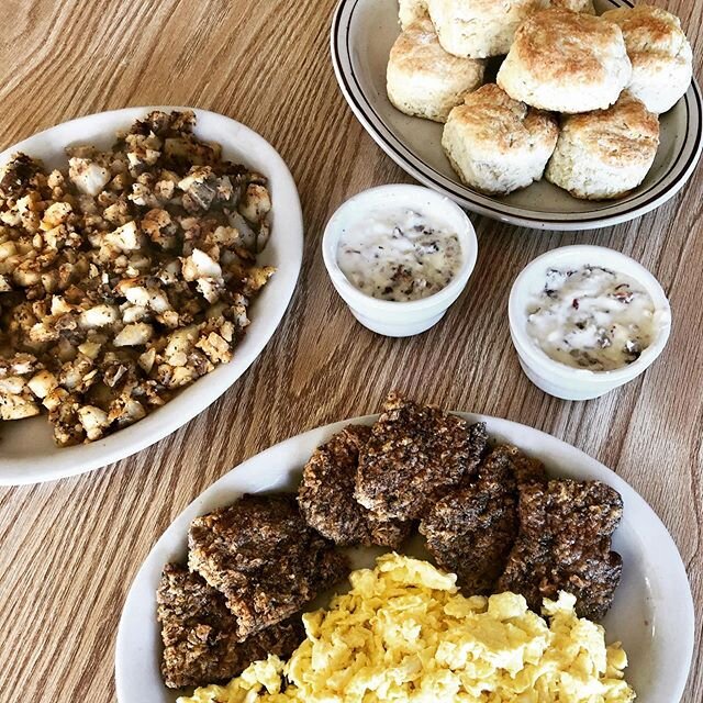 Our Chicken Fried Steak Extravaganza. Free range NY steak breaded and fried. Eight freshly made buttermilk biscuits. Two full cups of meat gravy. Eight scrambled eggs. Three full portions of seasoned country potatoes. 
Order online at goldenharvestca