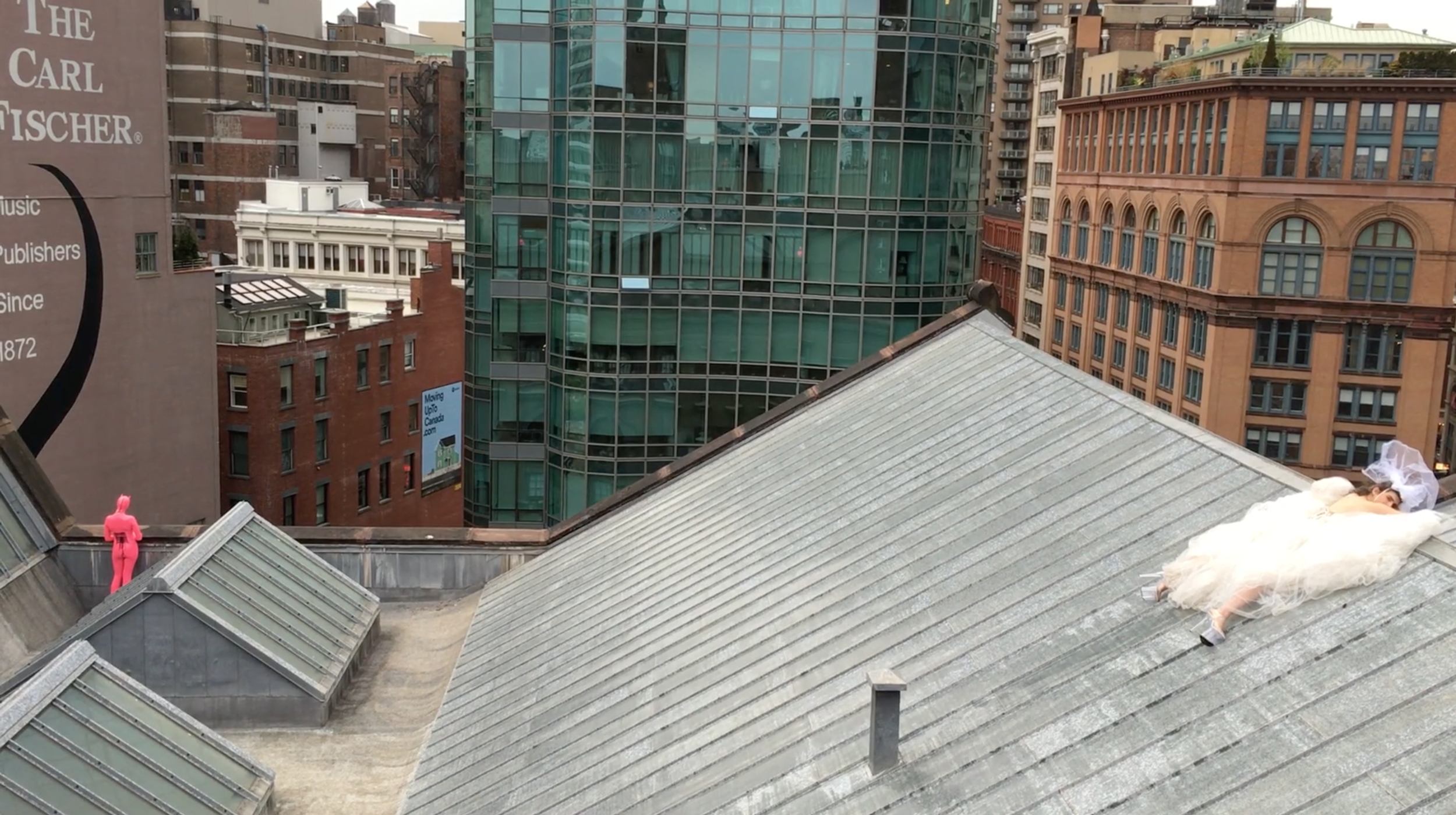 Forced Womanhood! Exercise, 2016 Performed with Emira Hajj Read more: dailymail.co.uk/news/article-3564825/Damsel-distress-Mystery-bride-woman-pink-bondage-suit-spotted-rooftop-New-York-City-art-school.html#ixzz47GrETQxj