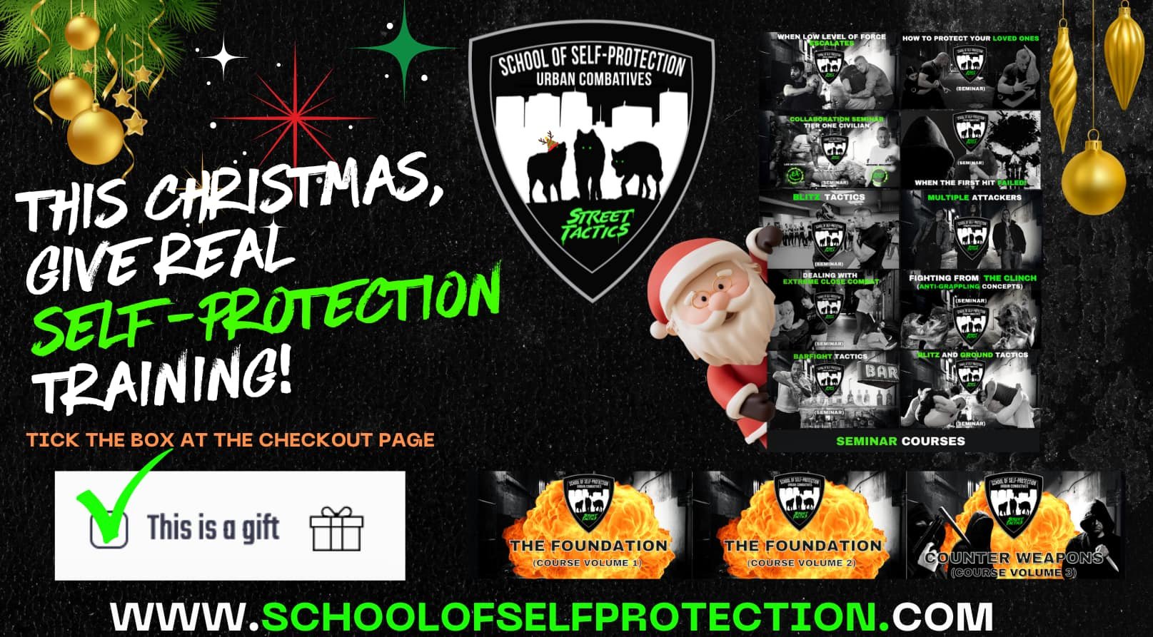 This Christmas give the gift of education! www.schoolofselfprotection.com #christmas #gift #education #online #onlinecourses #learning #present