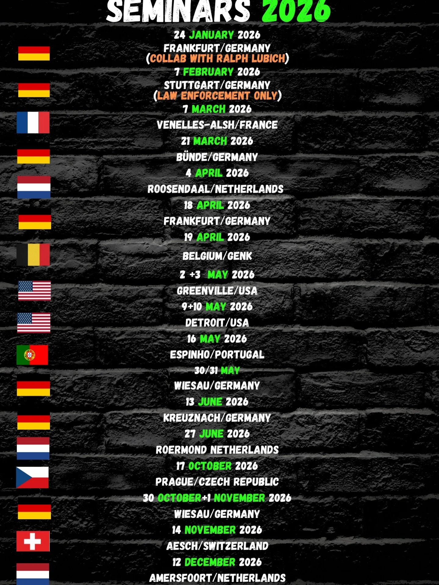 Updated Seminar Schedule for 2026: Germany, France, Belgium, Switzerland,USA, Czech Republic, Portugal, Netherlands