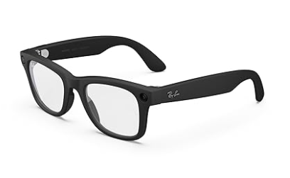 Black Ray-Ban eyeglasses with clear lenses