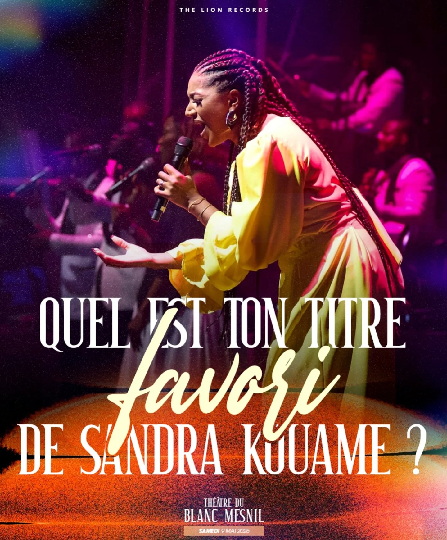 Je travaille sur ma set list pour le concert du 9 mai.
Dites-moi votre chant favori 🎶  que je le rajoute 😉

RDV le 9 mai, il reste encore quelques places. 
Le lien est dans le bio Instagram 🤩

&Agrave; tr&egrave;s vite Paris.