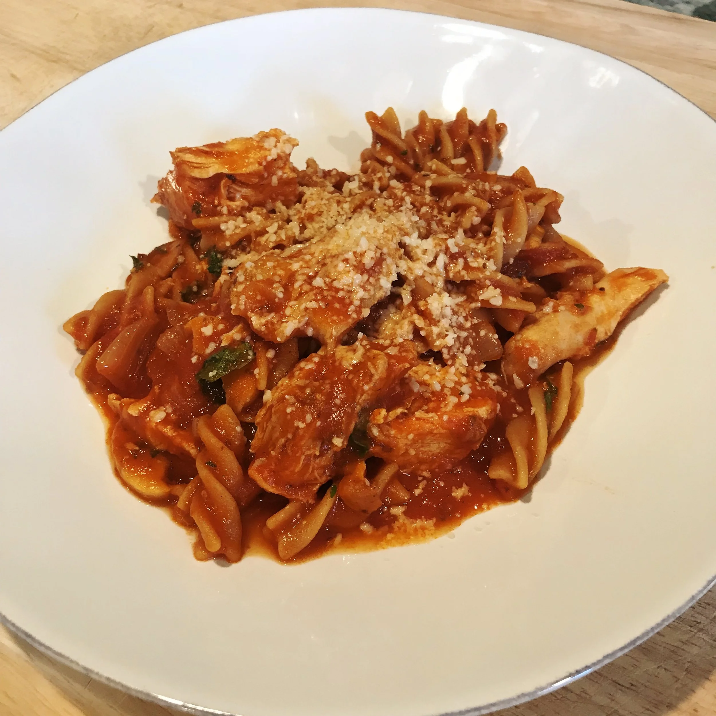 Chicken Cacciatore with Chickpea Pasta