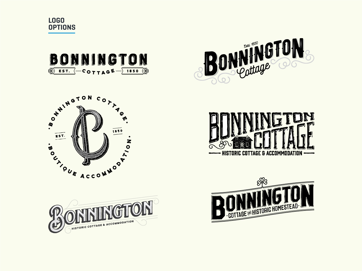 Bonnington Cottage - Logo Design Options, WIP, Typography