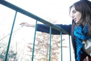 me sprinkling tear sequins on the church of gorgeousTaps, 2009