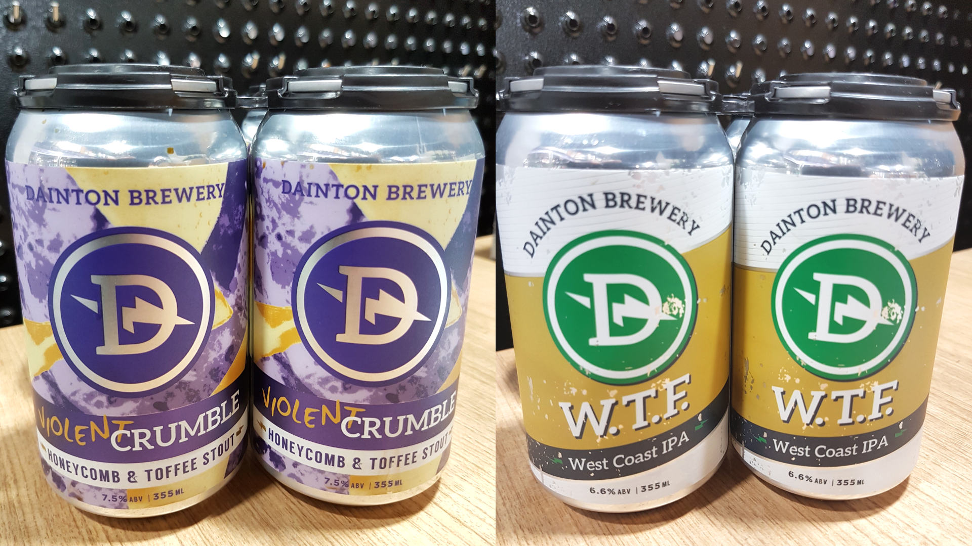 Dainton Violent Crumble Honeycomb Toffee Stout &amp; WT.F. West Coast IPA