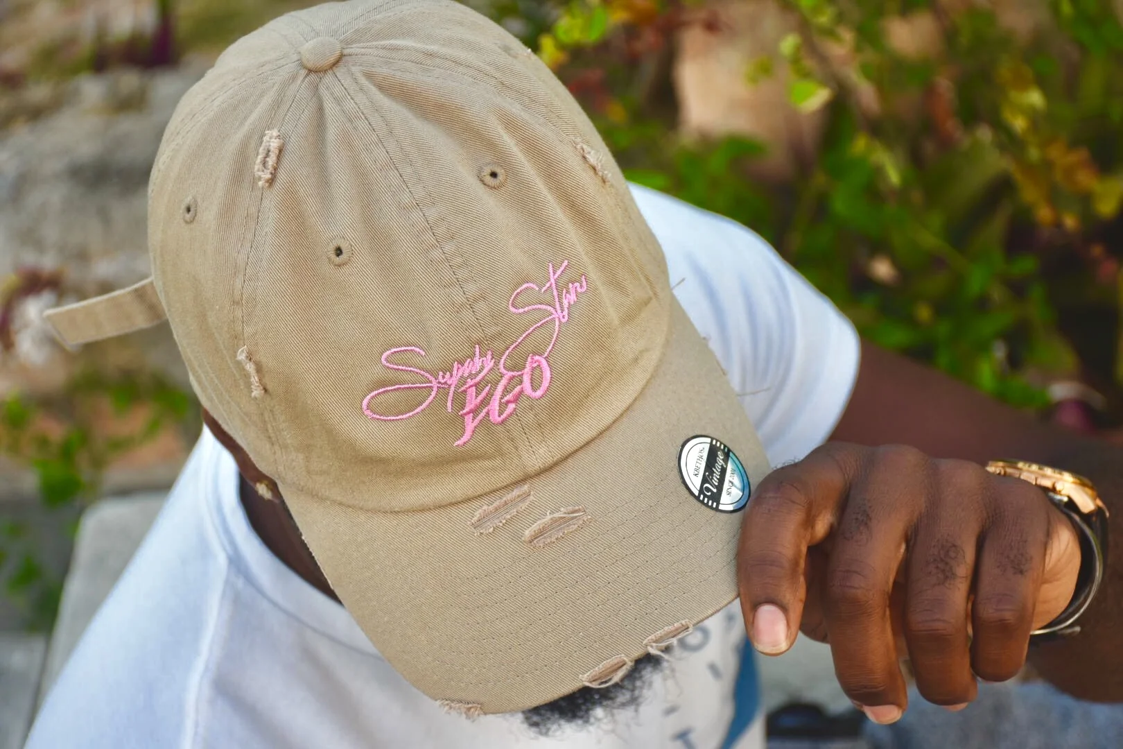 Khaki and Pink Ego Hat